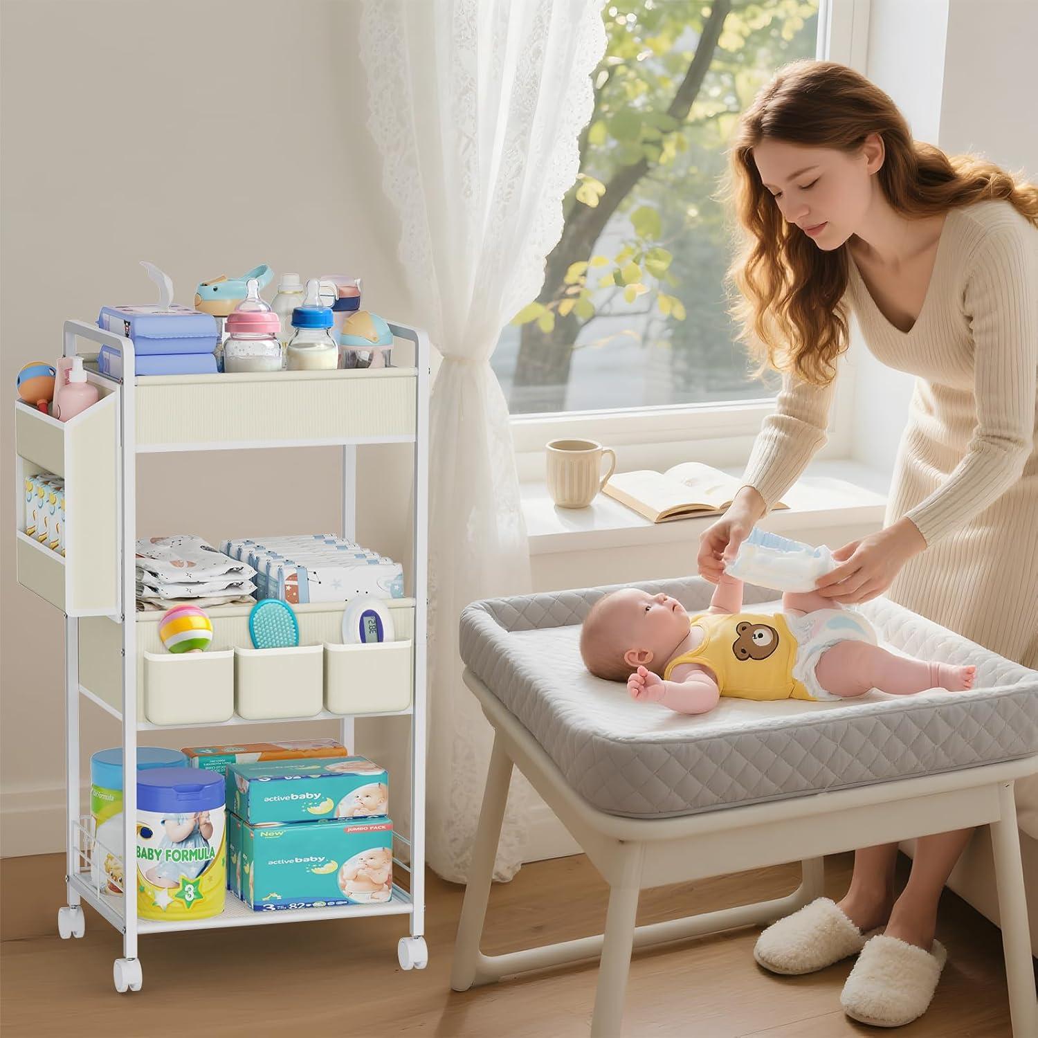 Carro Organizador de Pañales JBBTOOL 3 Niveles Beige