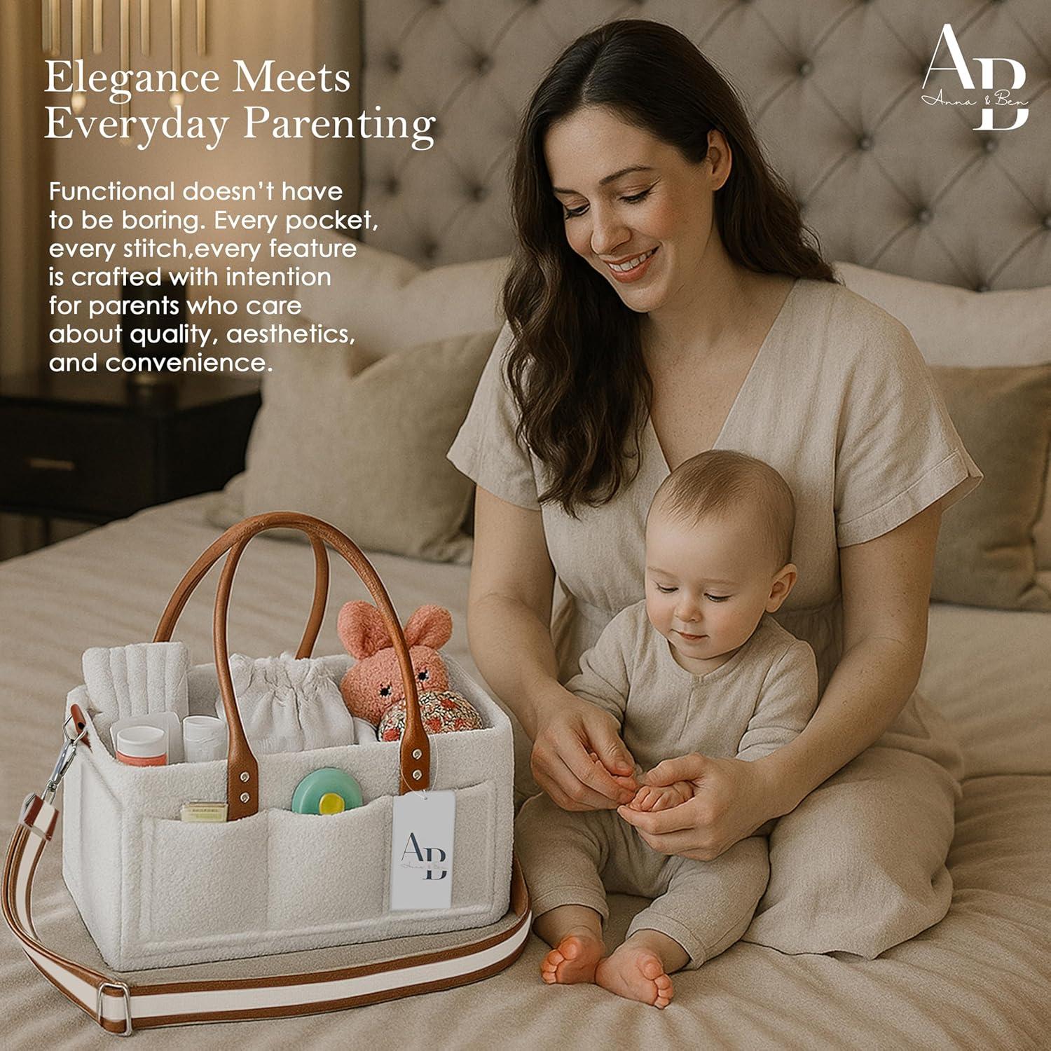 Caddy Organizador de Pañales Anna & Ben - Tela Suave, 1 Unidad