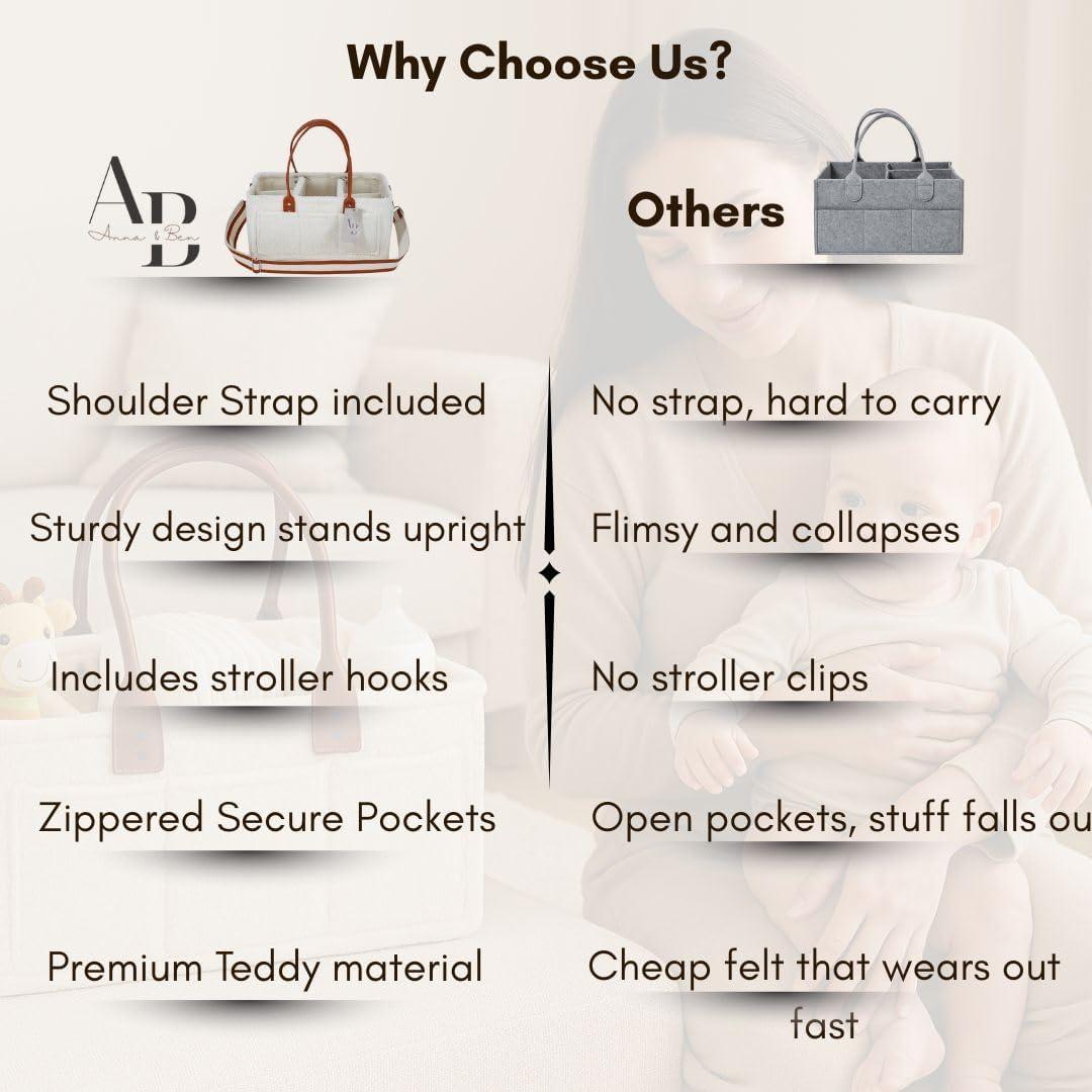 Caddy Organizador de Pañales Anna & Ben - Tela Suave, 1 Unidad