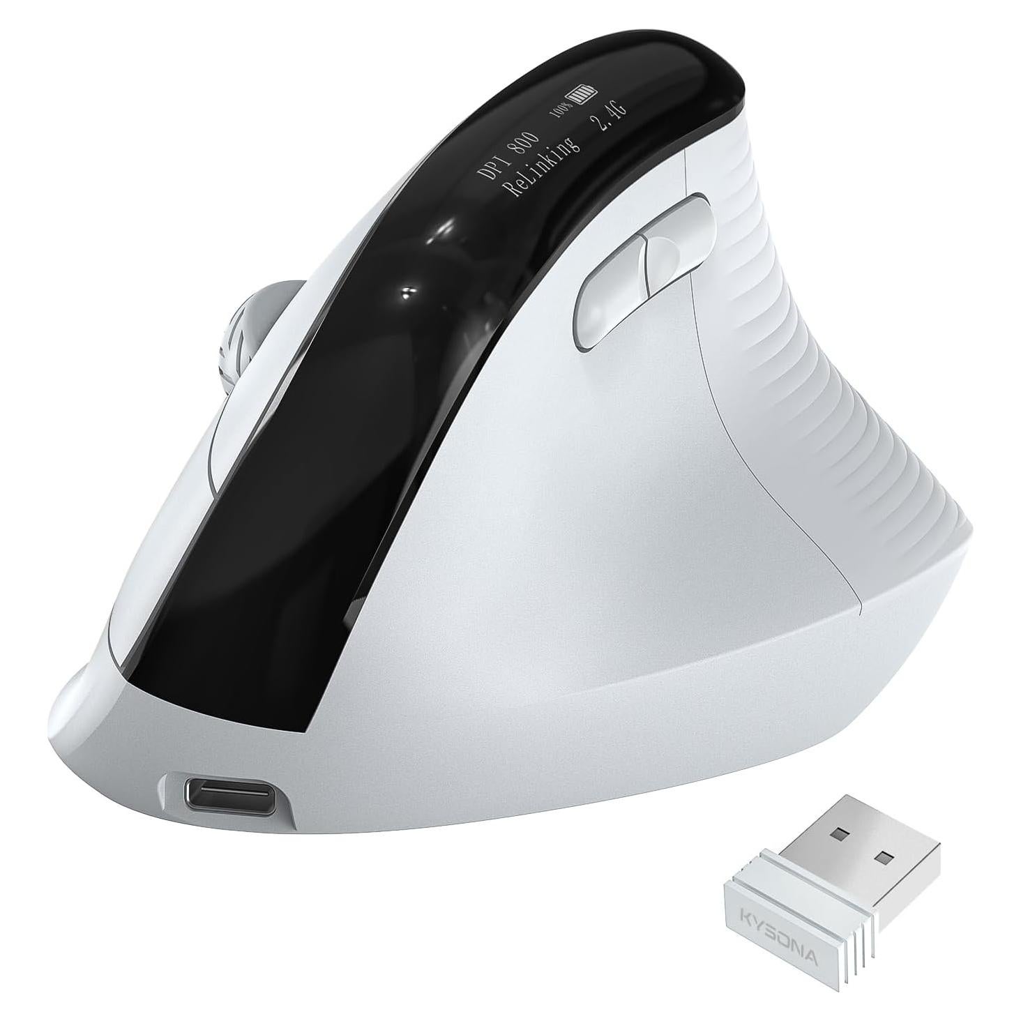 Ratón Ergonómico Inalámbrico KYSONA EM11PRO Blanco