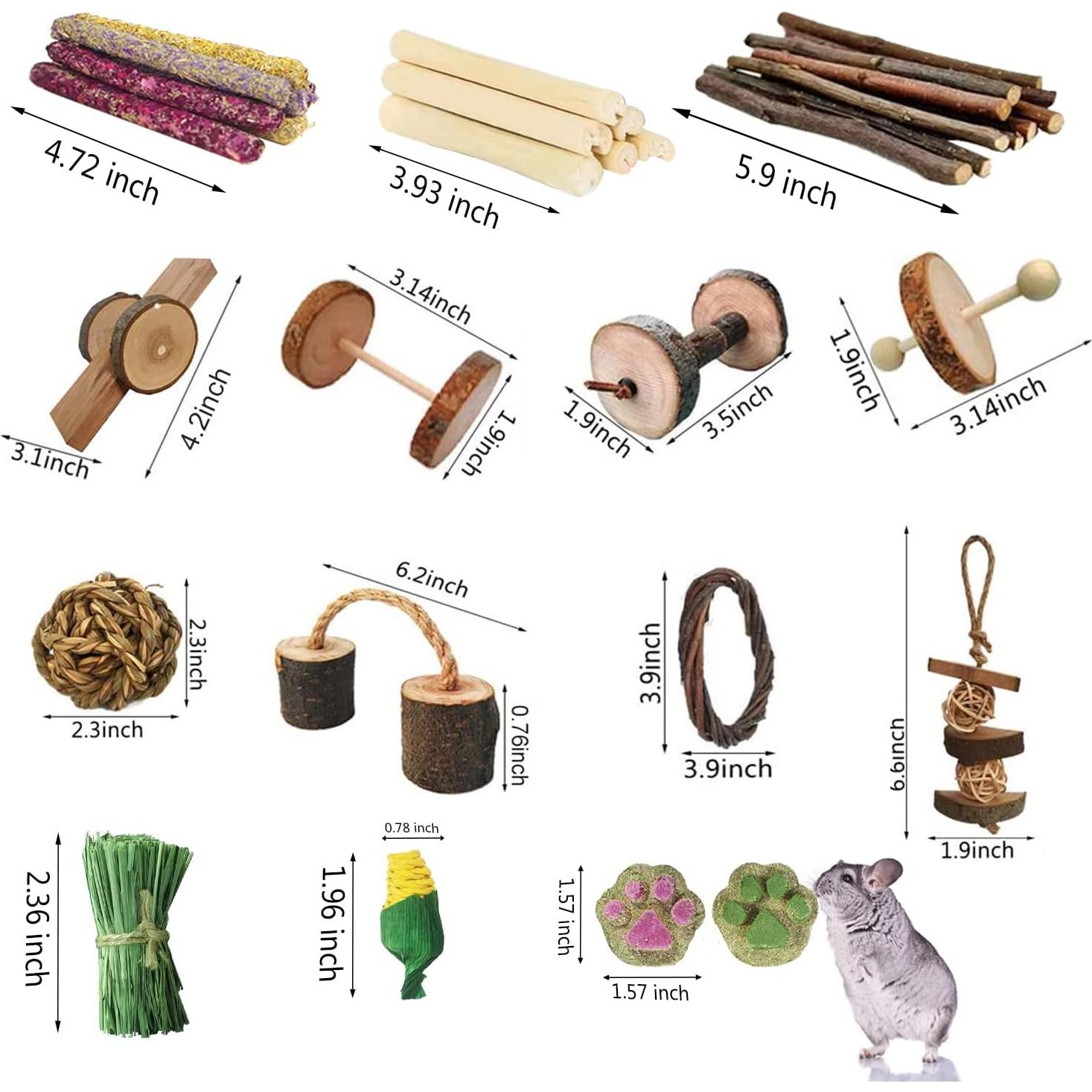 Juguetes de Madera para Cobayas y Conejos - Set de 10 Piezas