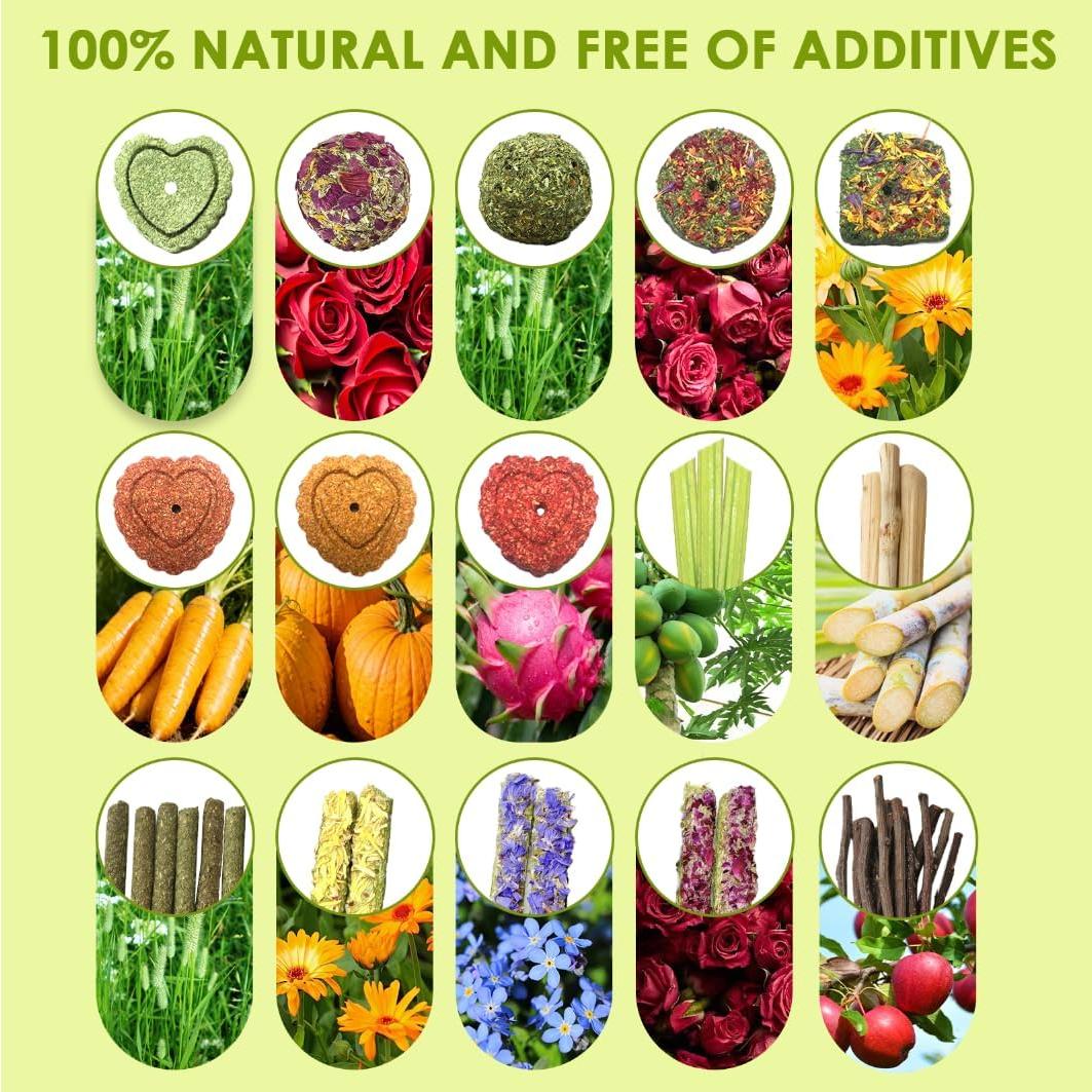 Juguetes para roer conejos Tyotrbs 60 piezas nutritivas