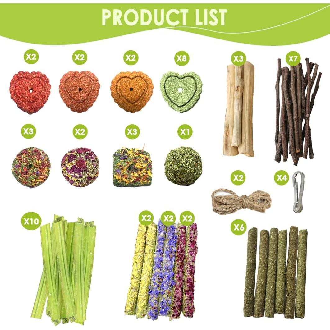 Juguetes para roer conejos Tyotrbs 60 piezas nutritivas