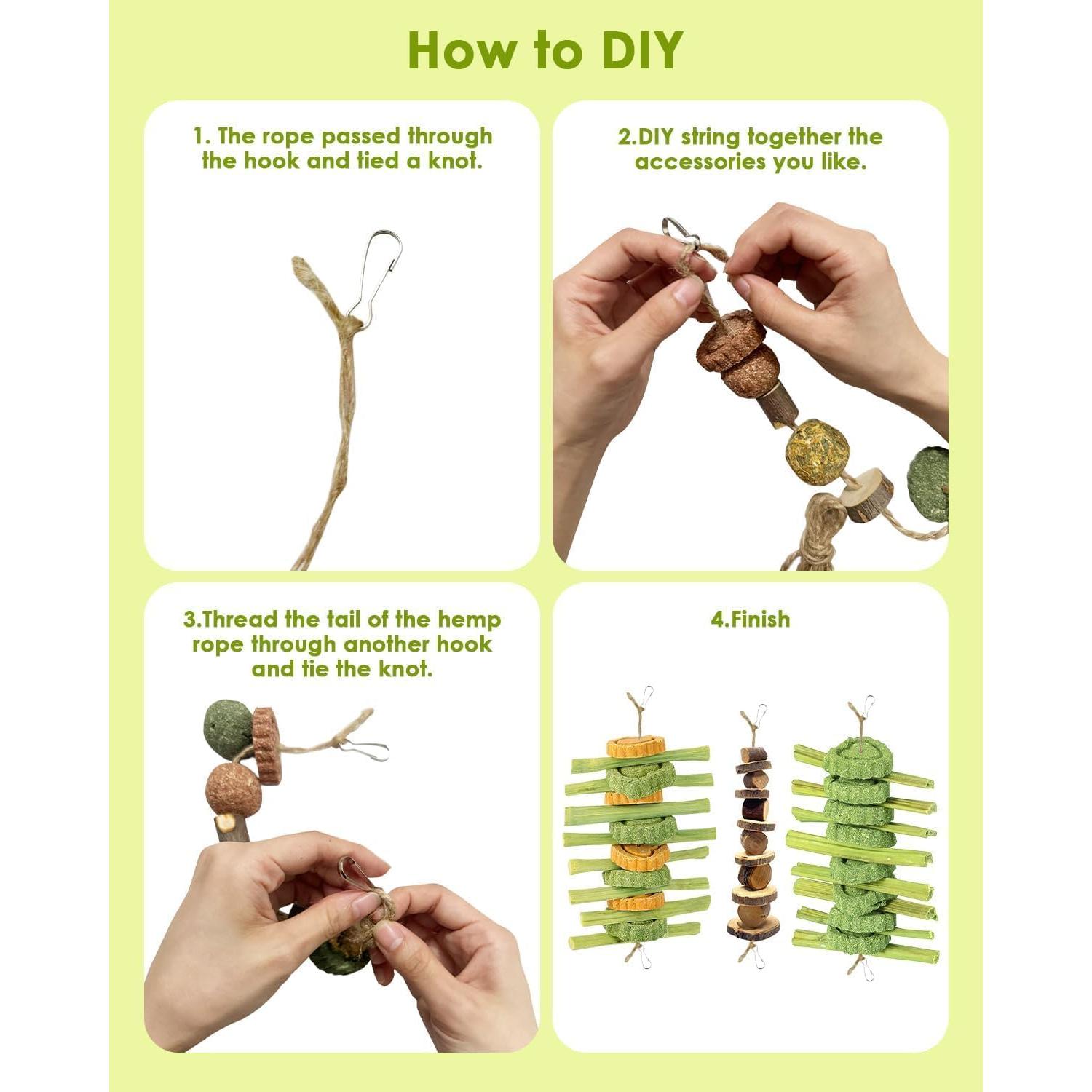 Juguetes para roer conejos Tyotrbs 60 piezas nutritivas