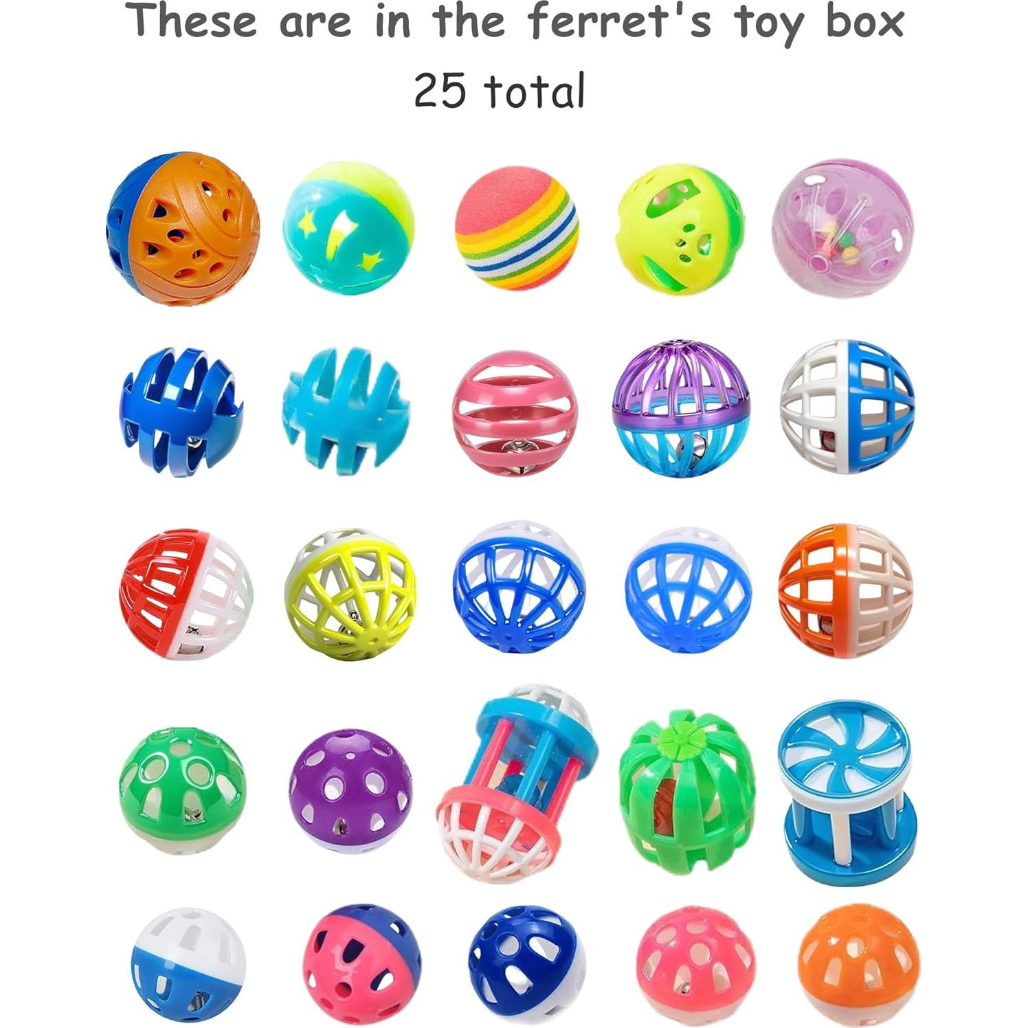 Paquete de 25 Juguetes para Hurones HEUHAI - Pelotas Coloridas 3.81-7.11 cm