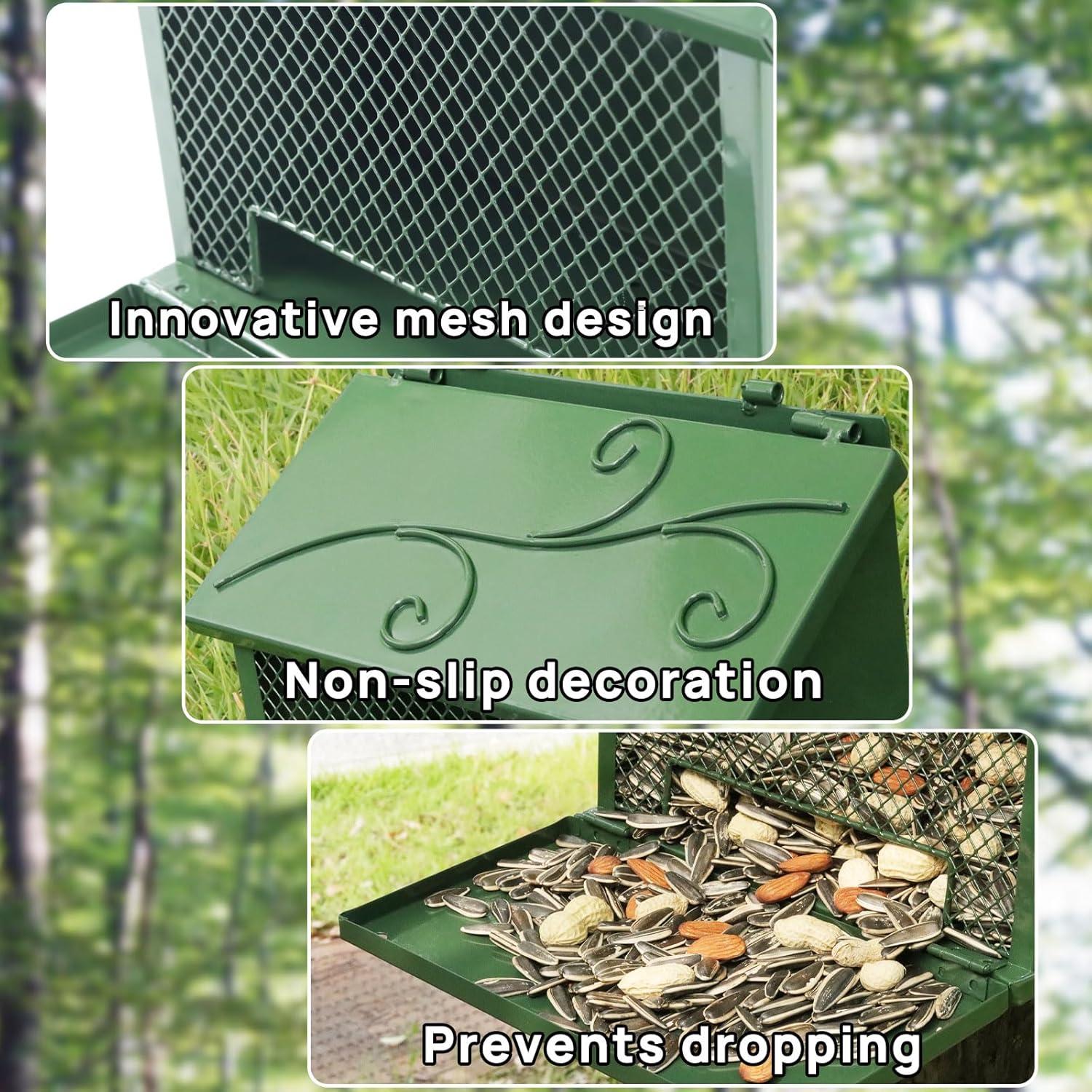 Comedero para Ardillas de Metal Gavinjitao Resistente al Aire Libre