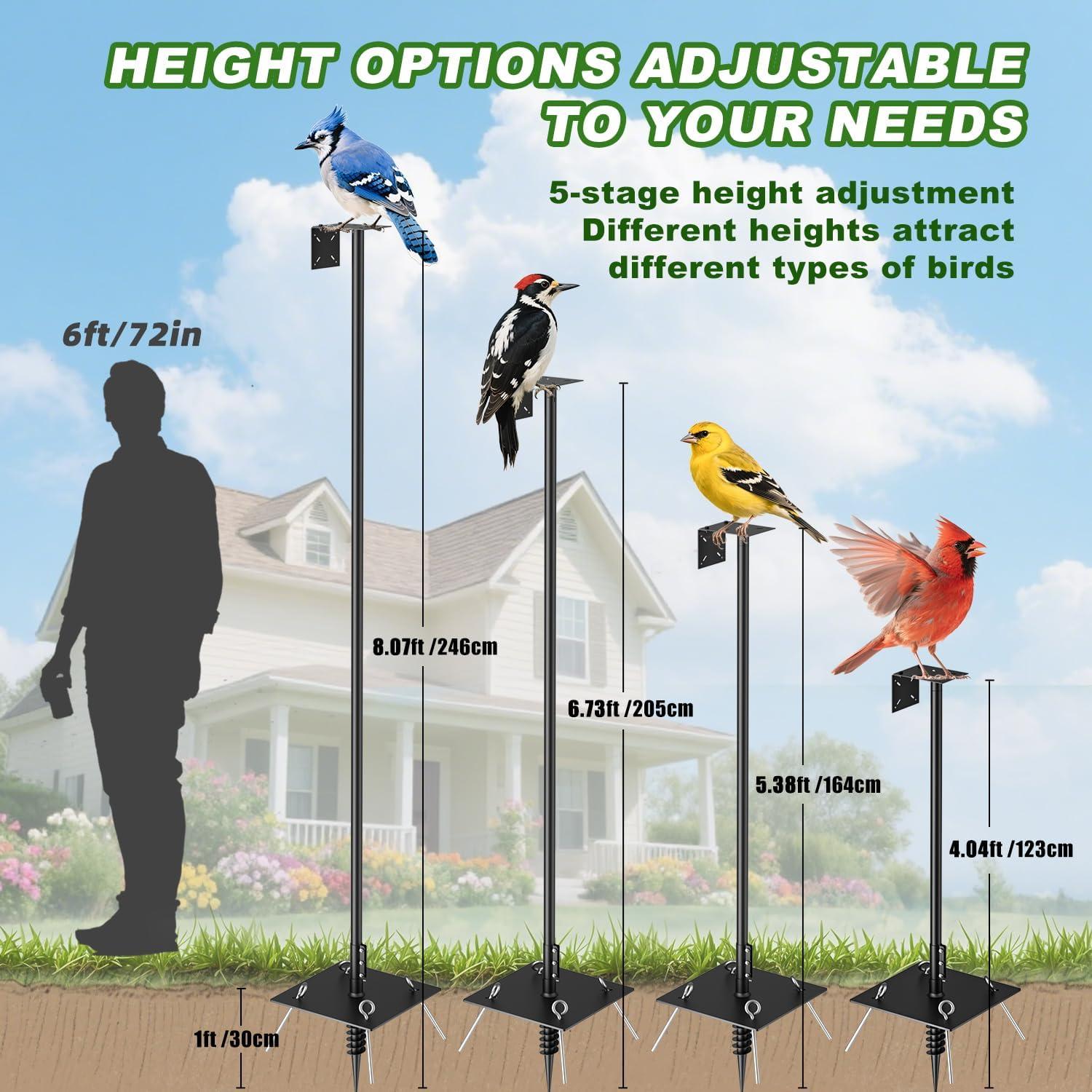 Poste de Comedero para Aves SHIJING 234 cm Ajustable Antiardillas