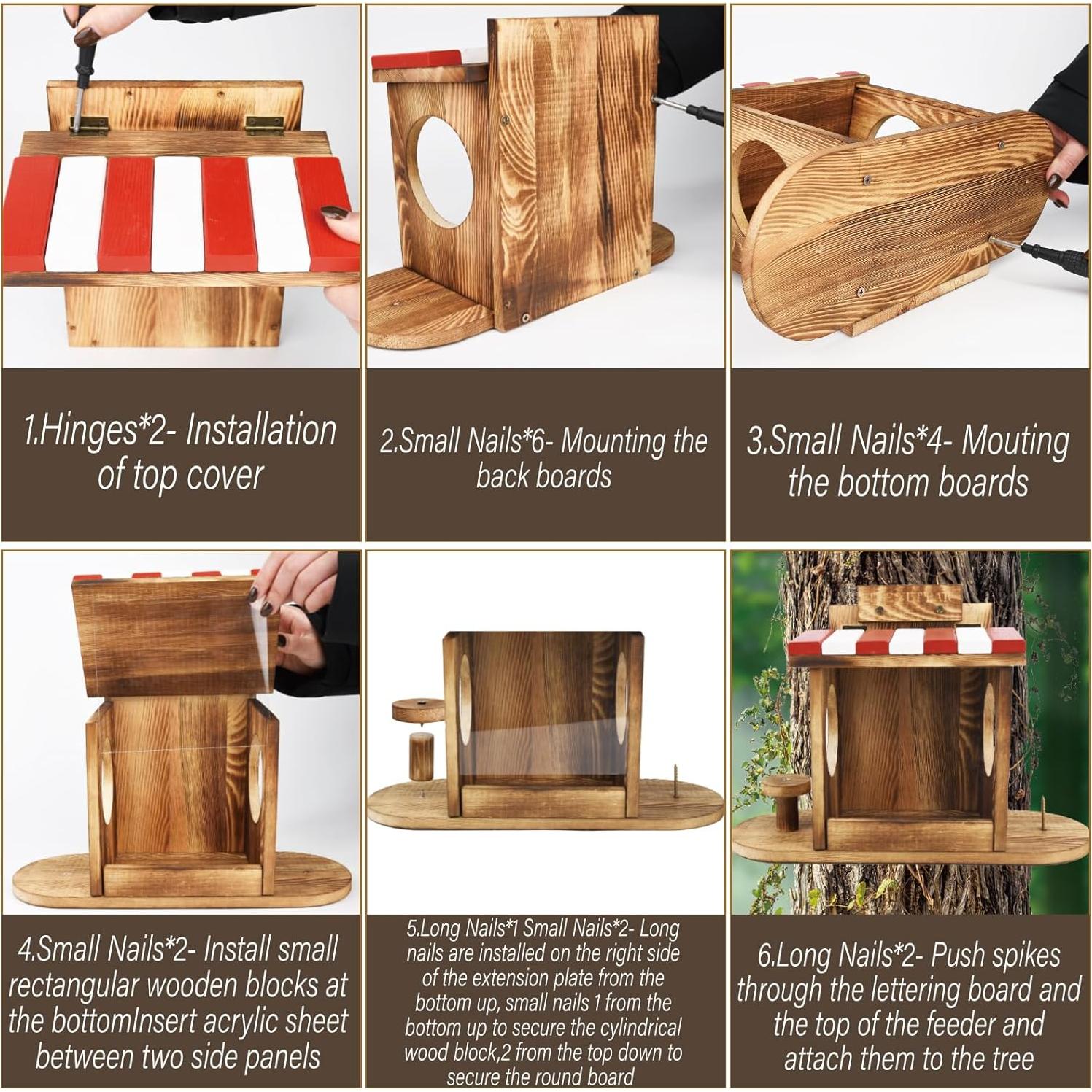 Comedero para Ardillas CZBRO de Madera 33x13.5x23.5cm