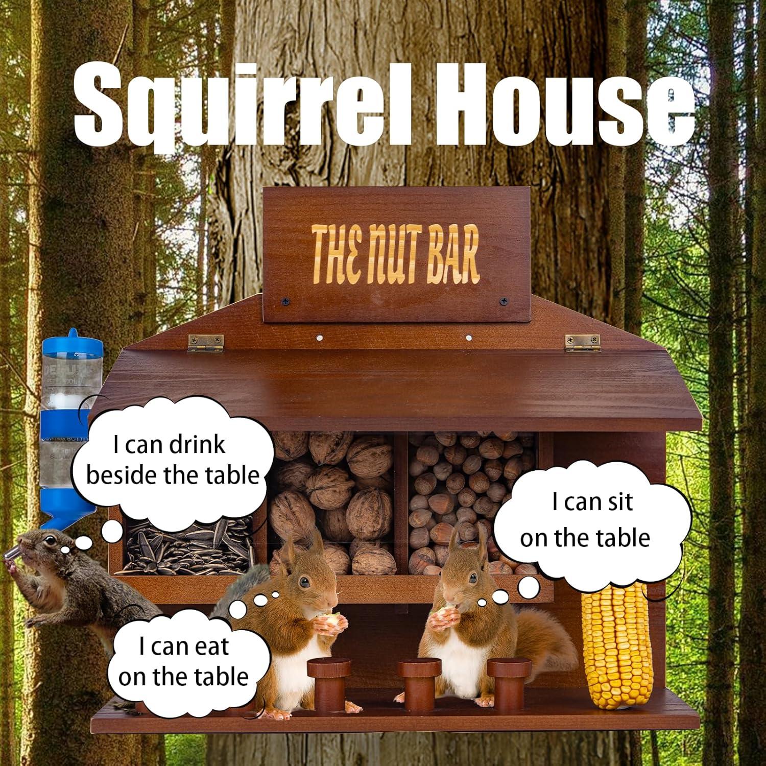 Mesa de Picnic para Ardillas WodGod con 5 Taburetes y Alimentador