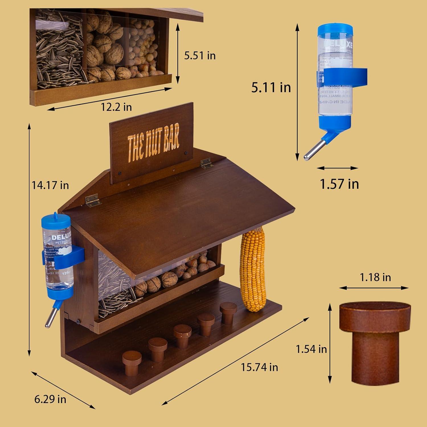 Mesa de Picnic para Ardillas WodGod con 5 Taburetes y Alimentador