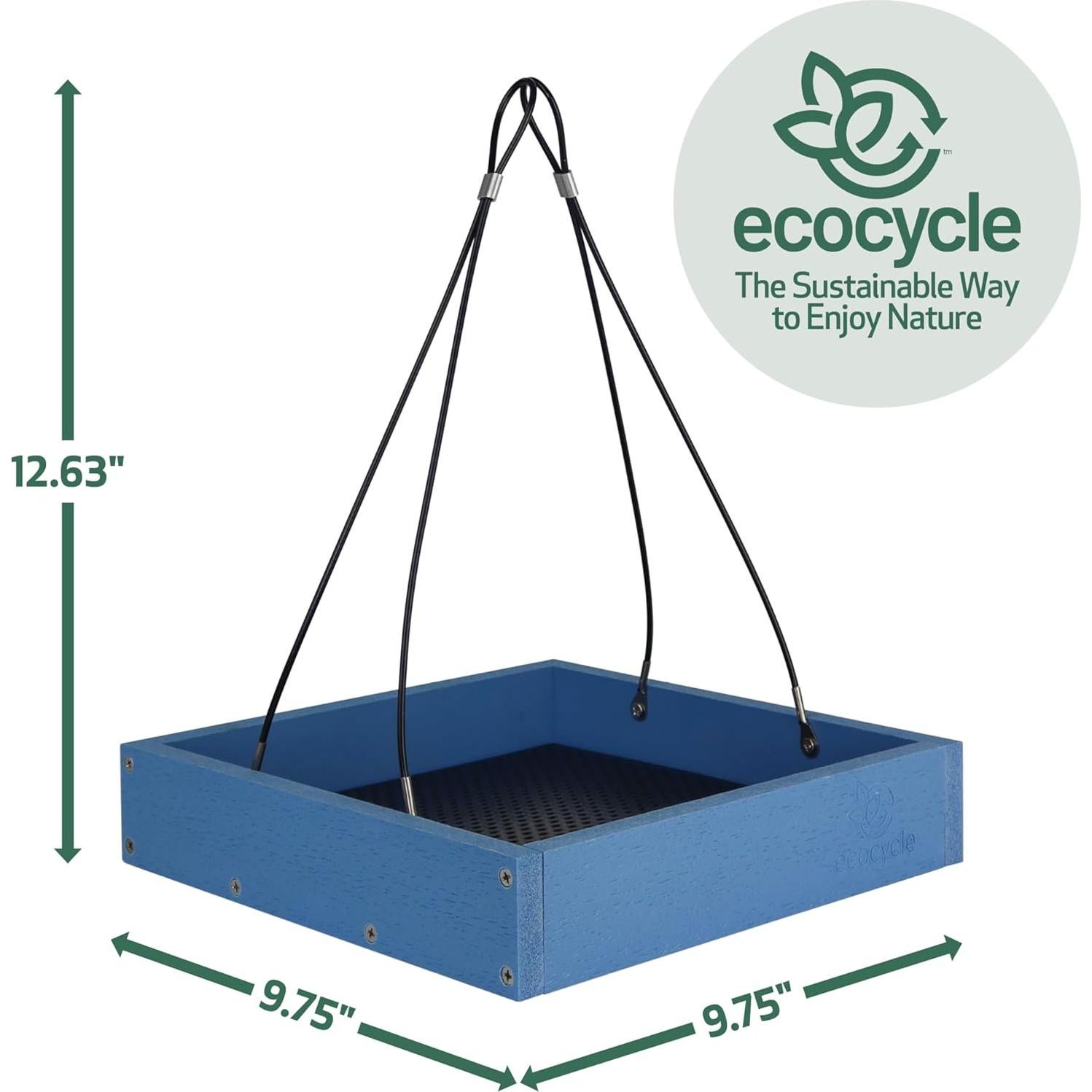 Alimentador de Aves EcoCycle Azul 1.42L Bandeja Colgante
