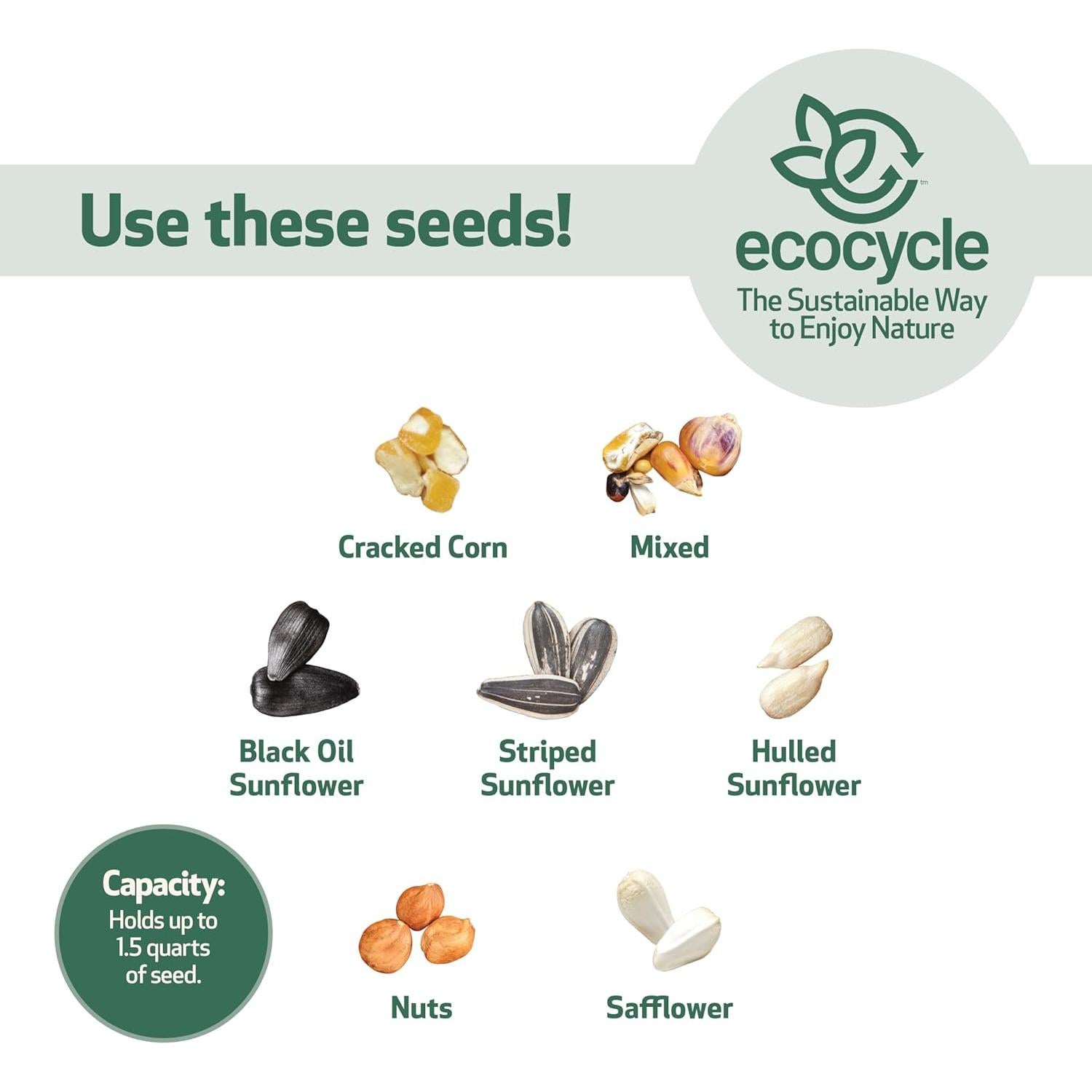 Alimentador de Aves EcoCycle Azul 1.42L Bandeja Colgante