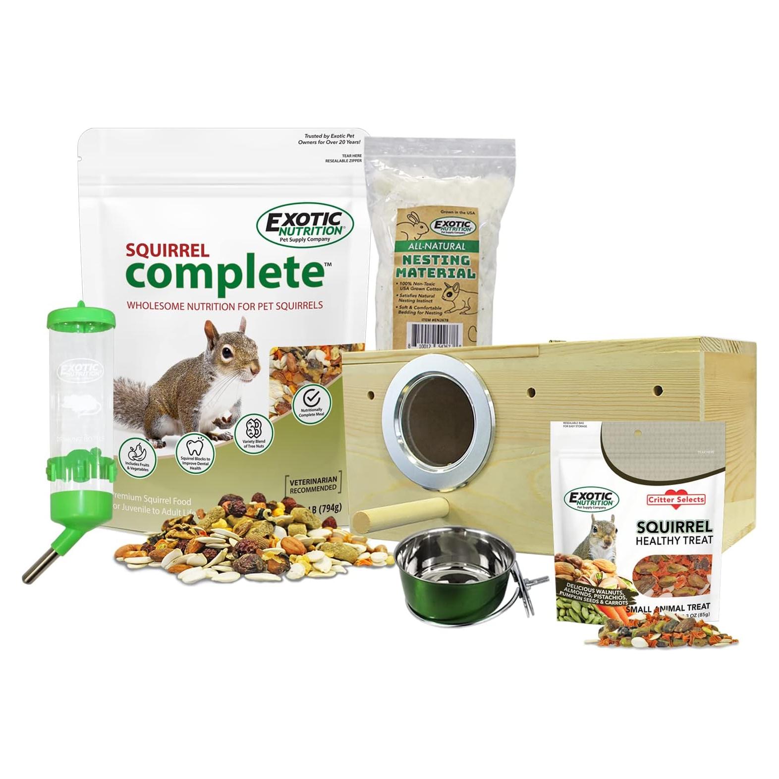 Paquete de Inicio Nutrición Exótica para Ardillas - Comida y Nido