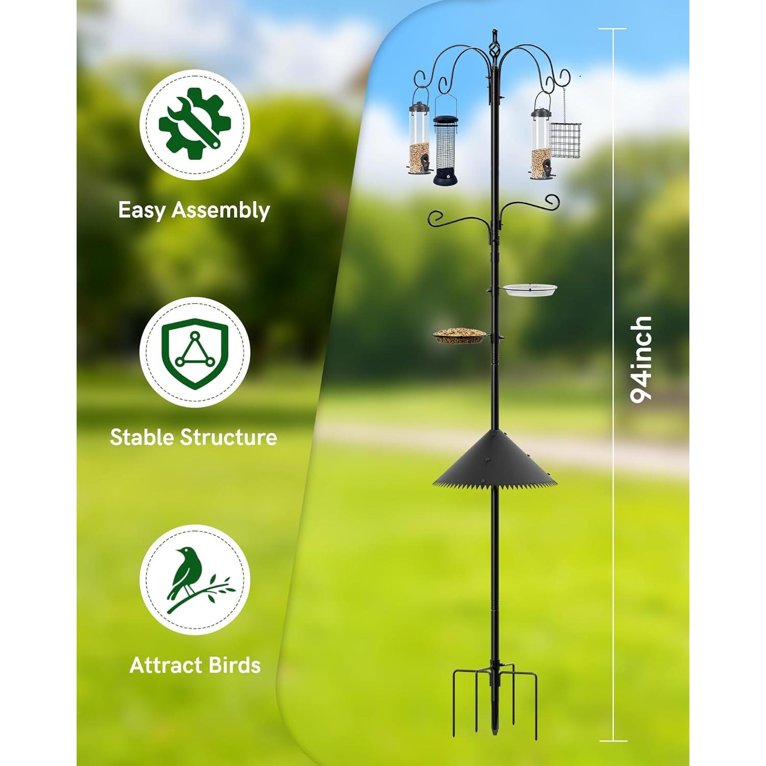 Estación de Alimentación de Aves Boostool 238.76 cm con Baffle