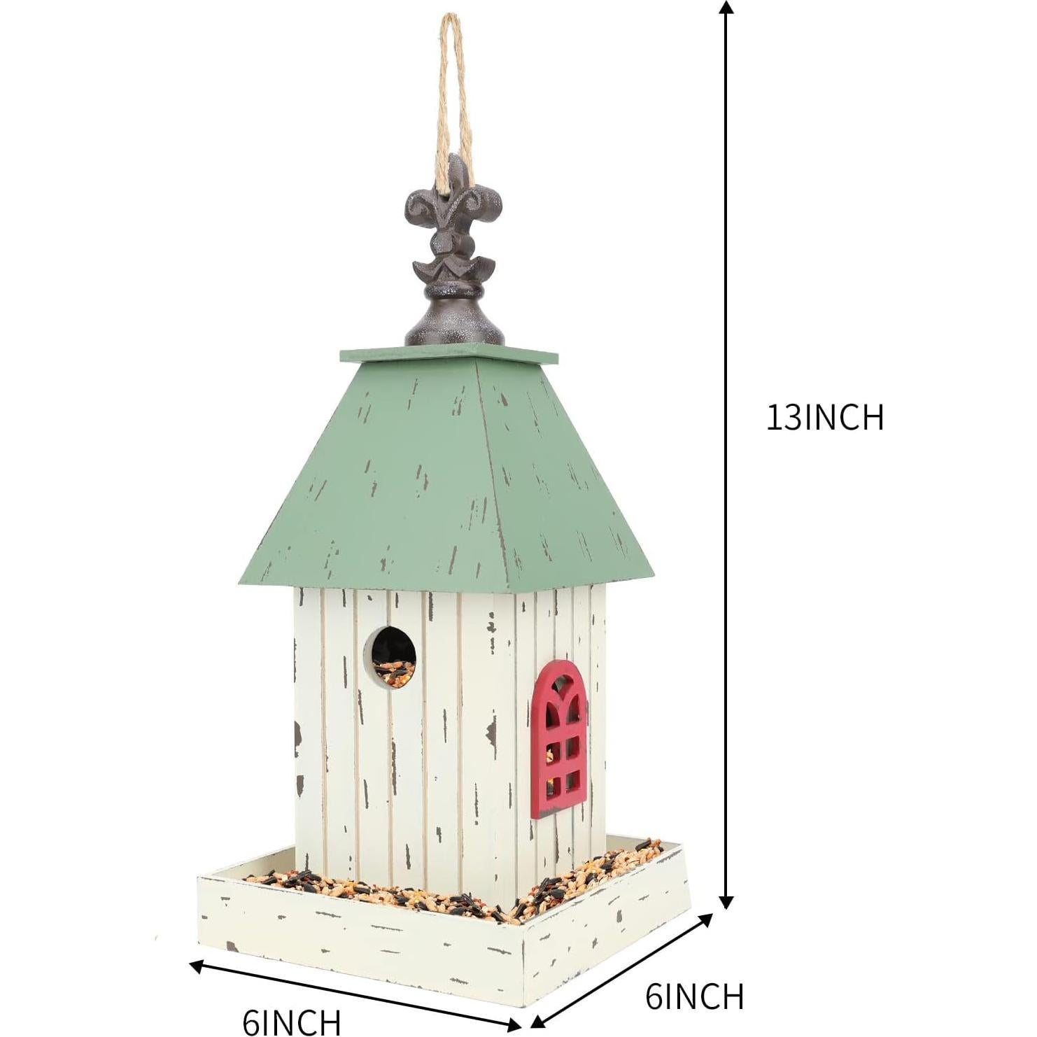 Casa de Pájaro Colgante Yinns de Madera con Bandeja 33cm