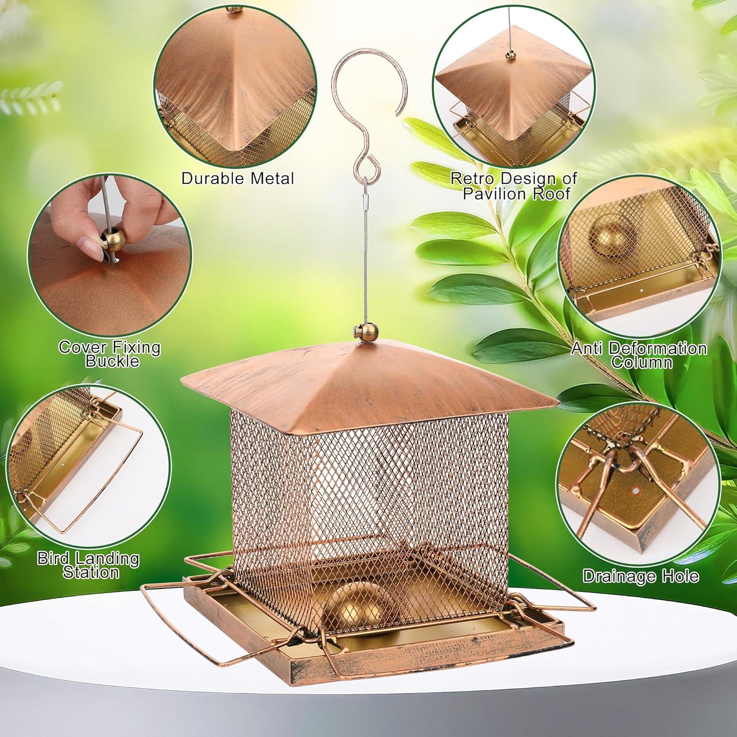 Comedero para Aves Buseeau de Metal 1.58kg Colgante Oro