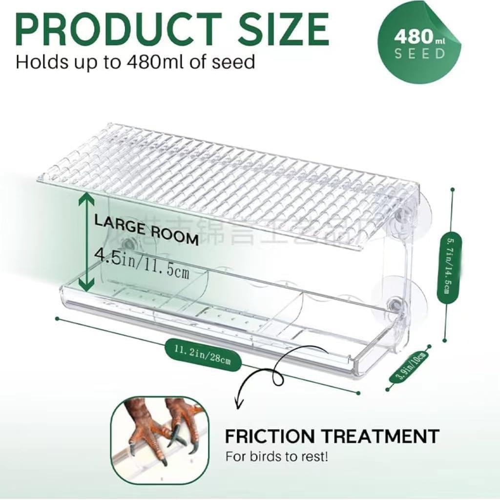 Comedero para Aves de Ventana Siraulcken Acrílico Transparente