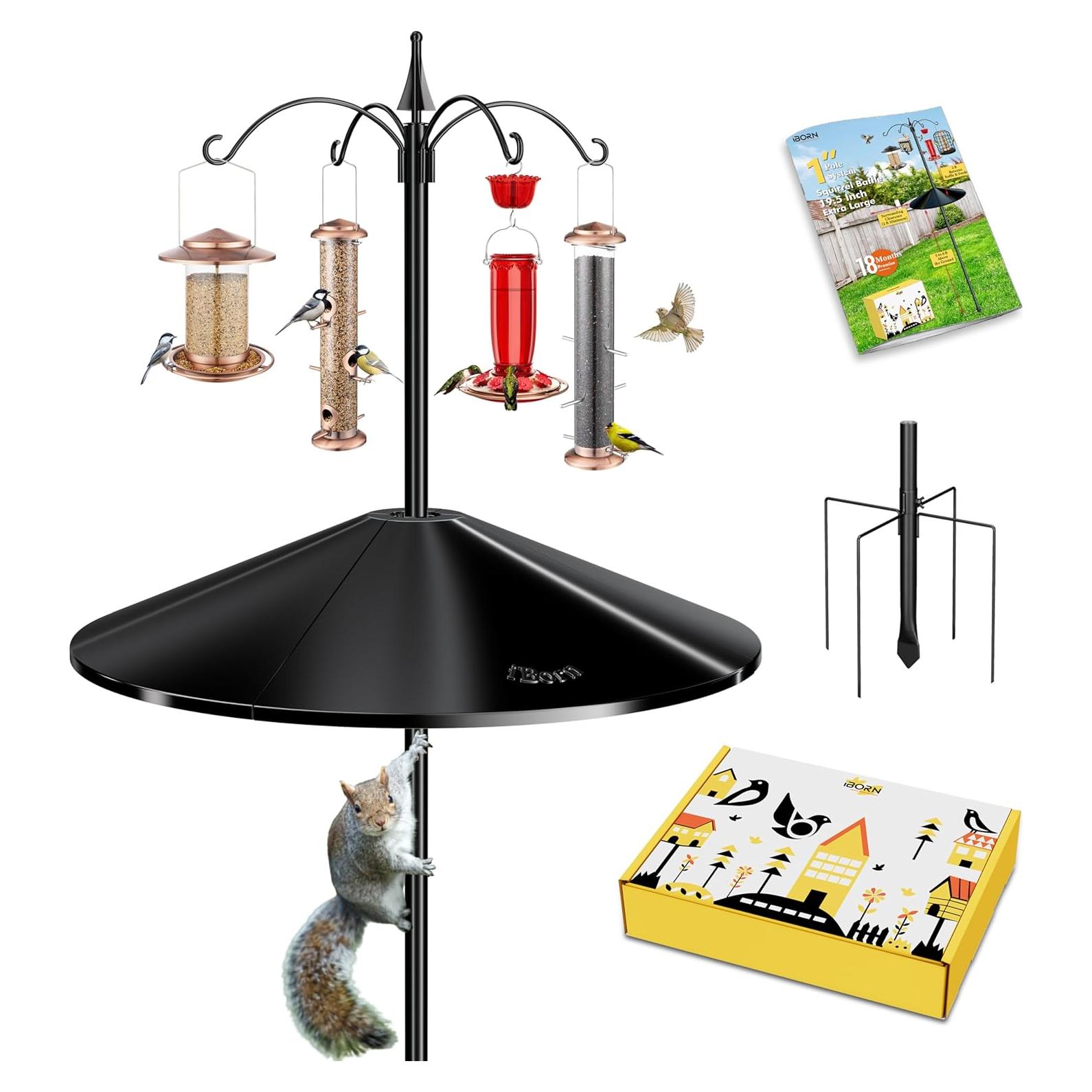 Soporte para Comedero de Aves iBorn con Baffle Anti Ardillas 198 cm