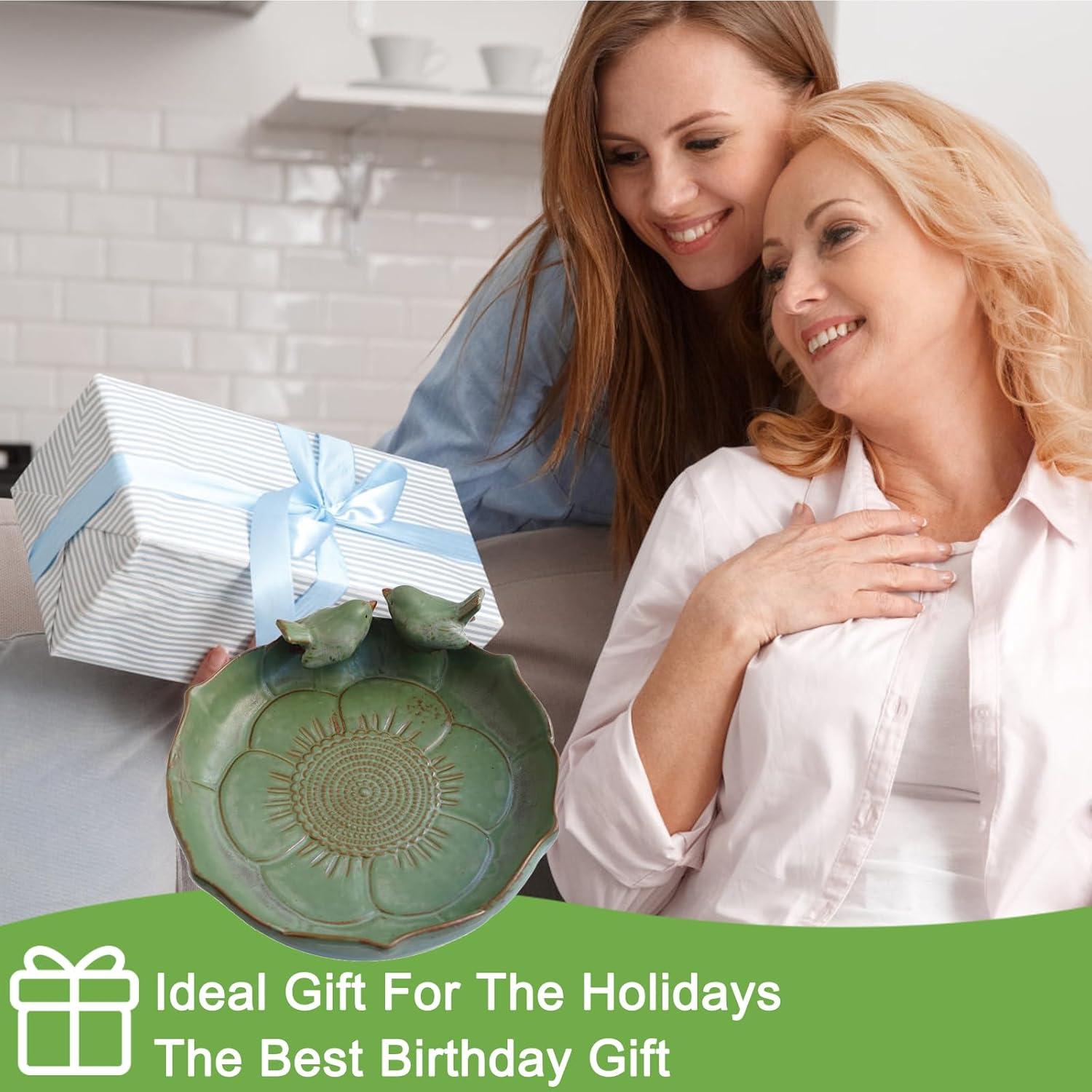 Baño de Aves de Cerámica Verde Bakayoyo 25.4 cm para Exterior