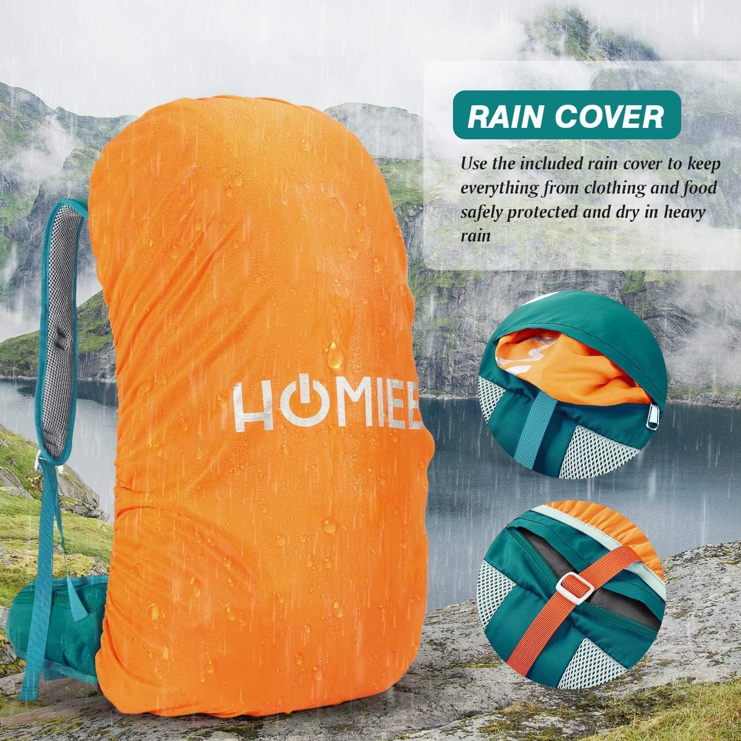 Mochila de Senderismo HOMIEE 50L Impermeable Verde