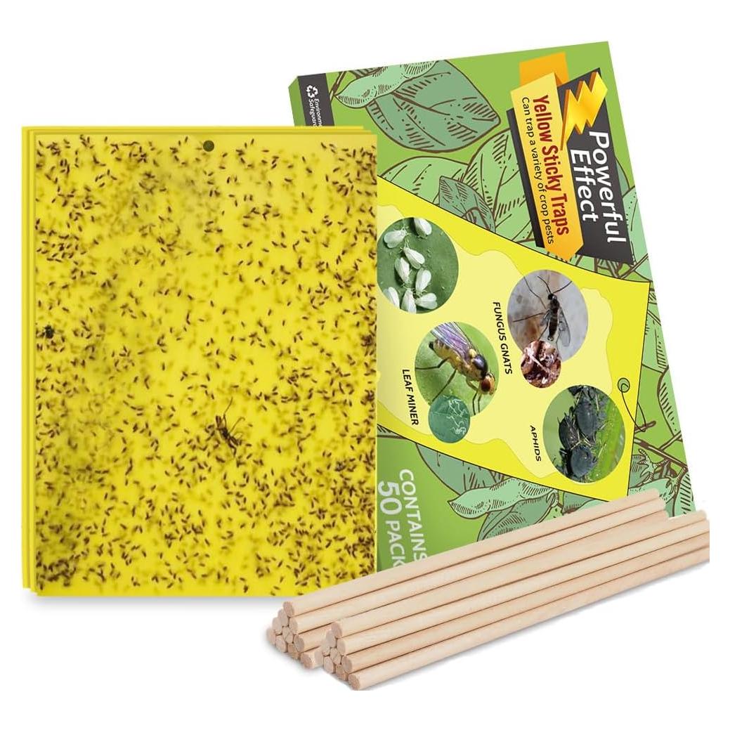 Trampa Adhesiva Amarilla para Moscas de Fruta Kensizer 50-Pack