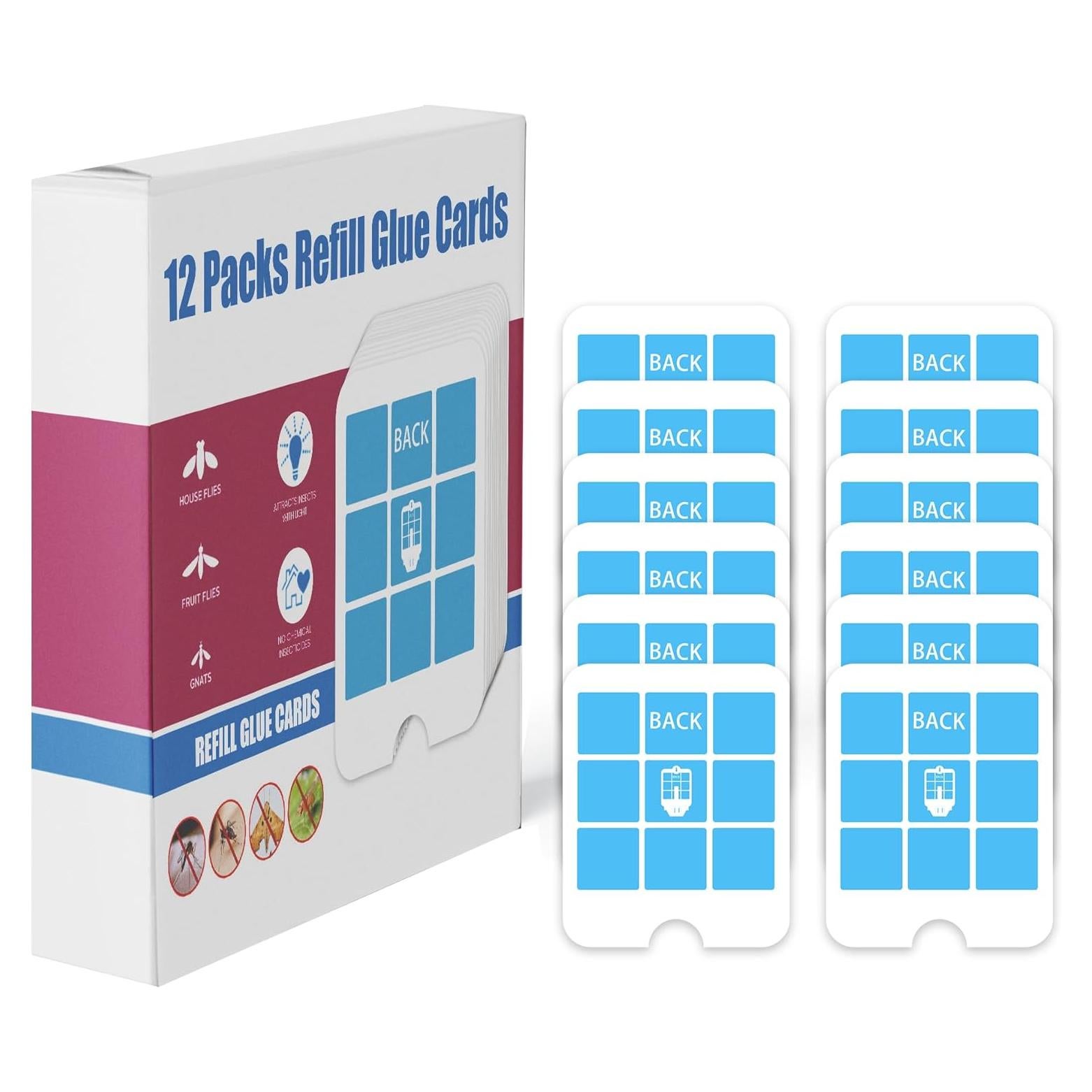 12 Tarjetas de Pegamento Repuesto Bammy para Trampas de Moscas