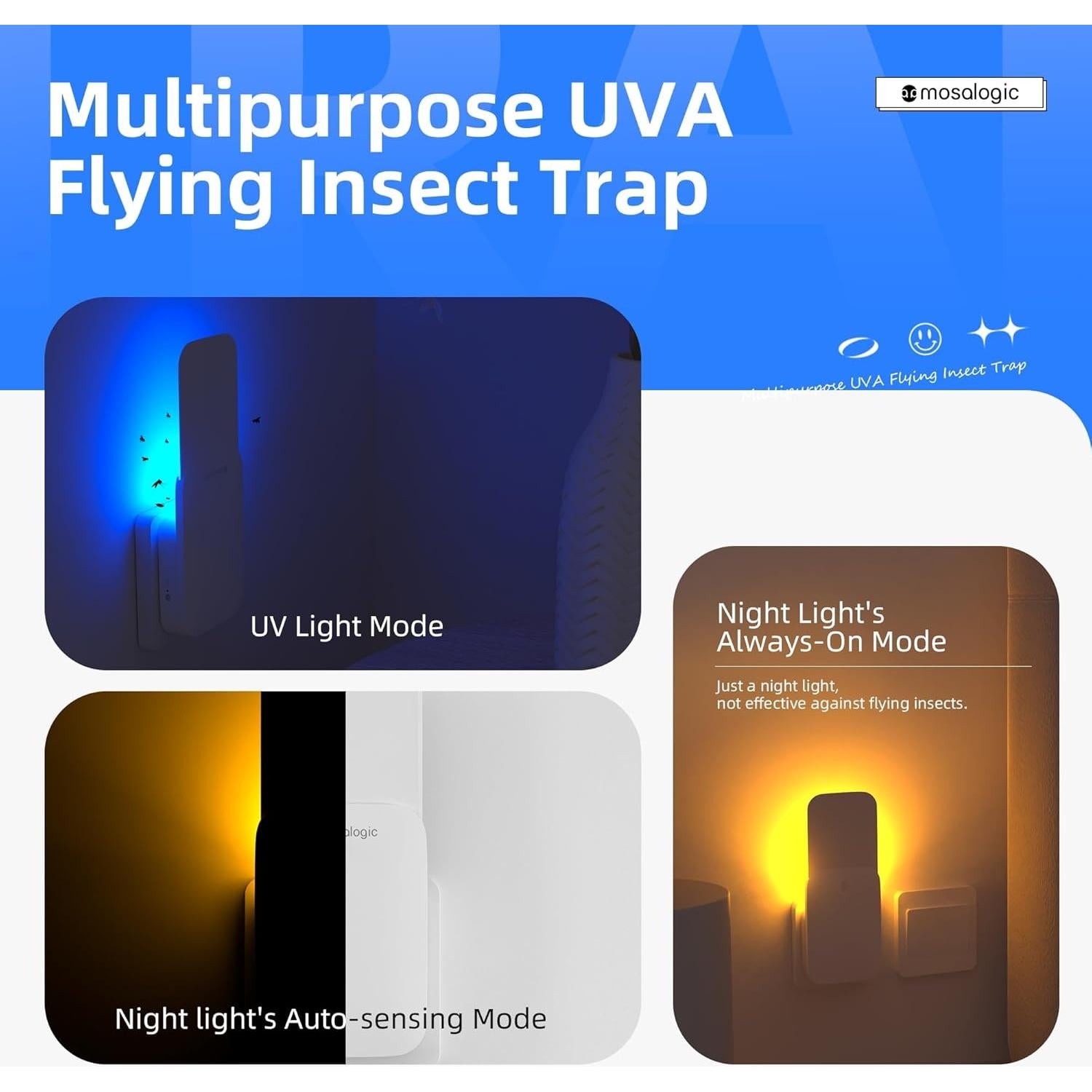 Trampa de Moscas UV Mosalogic 1 Pack - Atrae y Captura Insectos