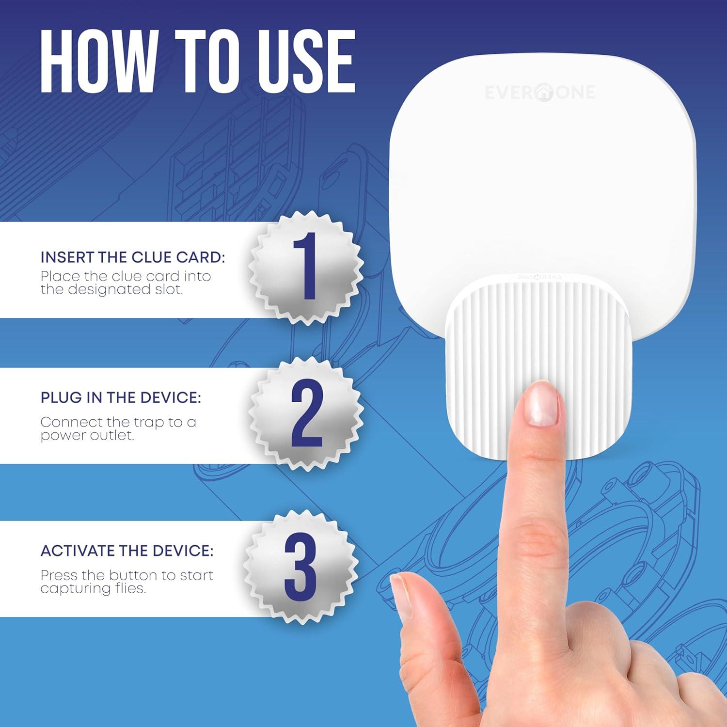 Trampa para Moscas EverOne con 6 Tarjetas Adhesivas - Ecológica y Efectiva