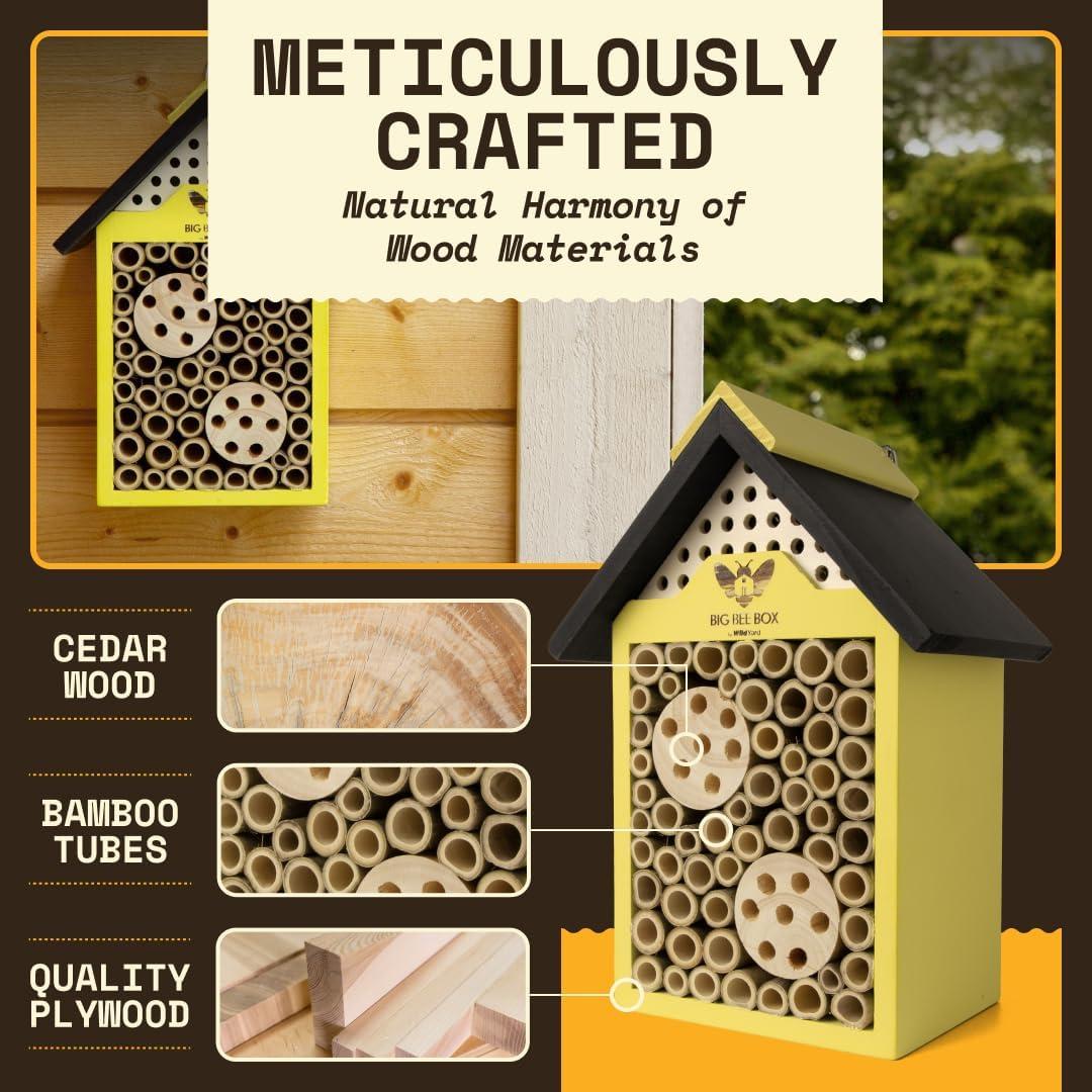 Casa de Abejas WildYard - Refugio de Madera Natural 25cm