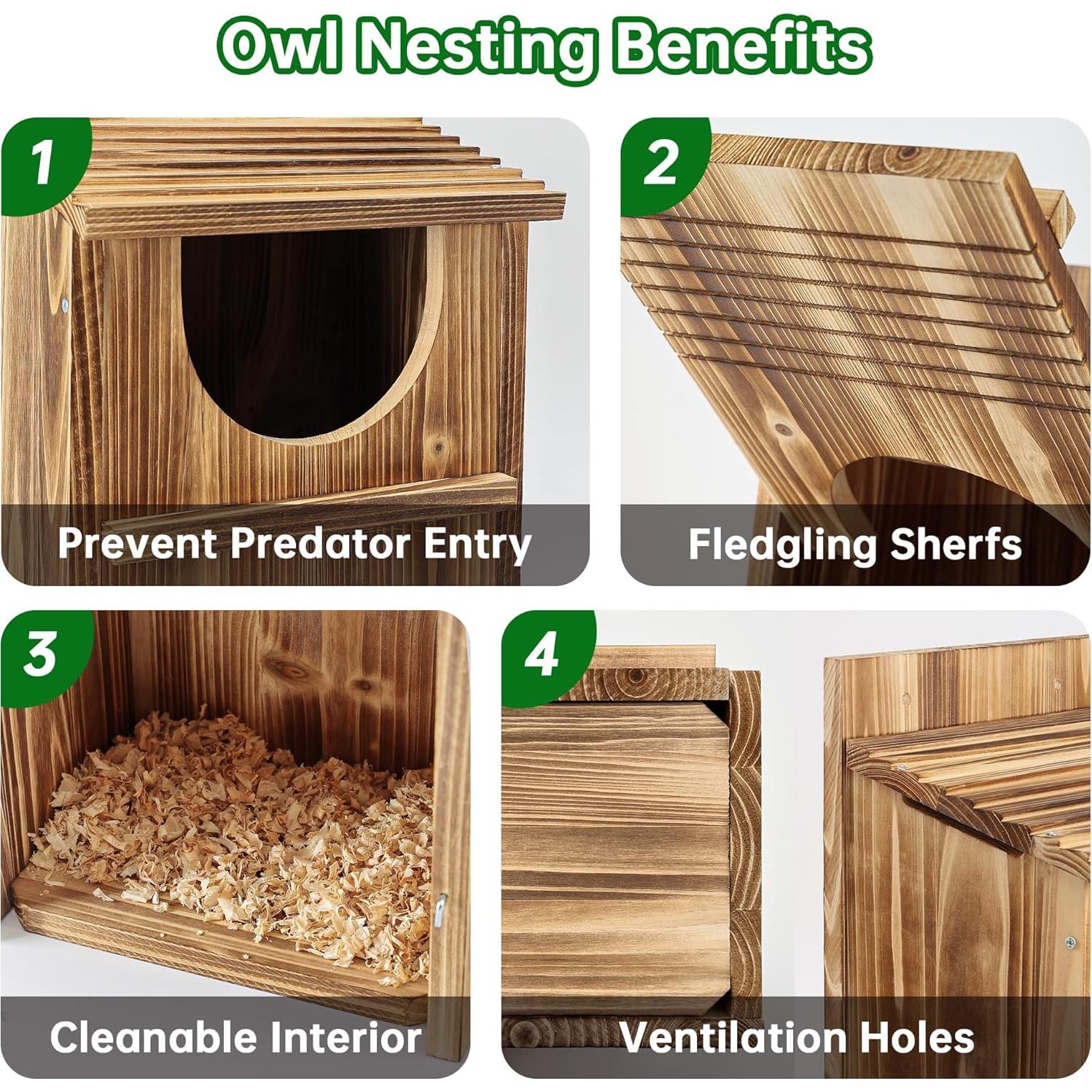 Caja de Anidación para Búhos UUMENHA de Cedro 36.8x22.9x19.1 cm
