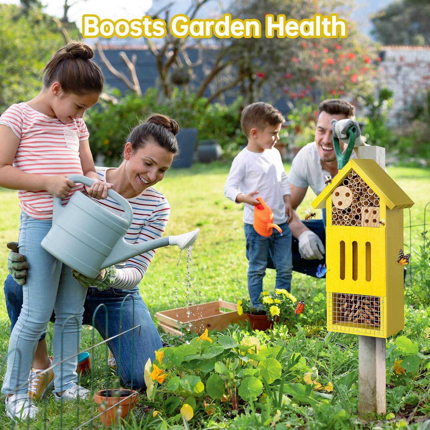 Casa de Insectos de Madera UUMENHA para Abejas y Mariposas 26.4x14x8cm