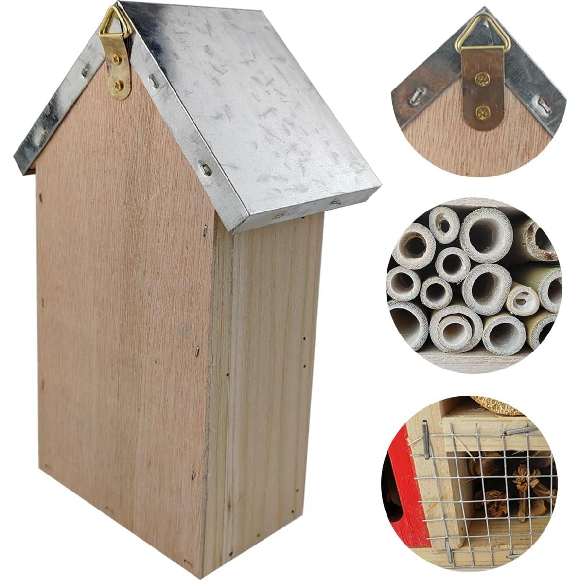 Casa de Abejas Colgante de Madera Natural TIHOOD 25.4x17 cm