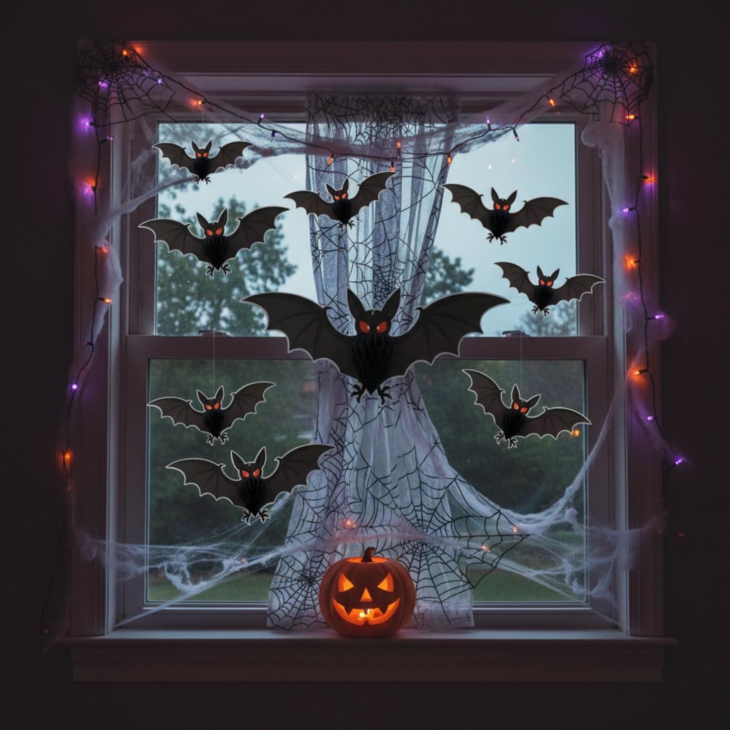 9 Murciélagos de Papel 3D Halloween AmazingSpark - Decoración
