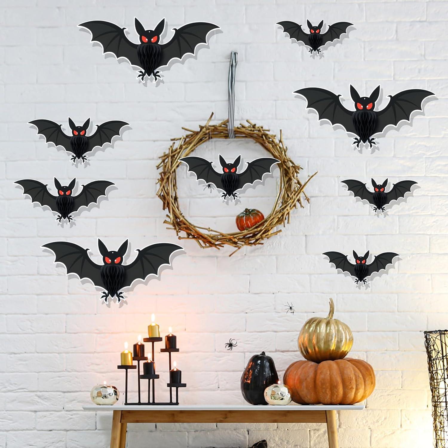 9 Murciélagos de Papel 3D Halloween AmazingSpark - Decoración