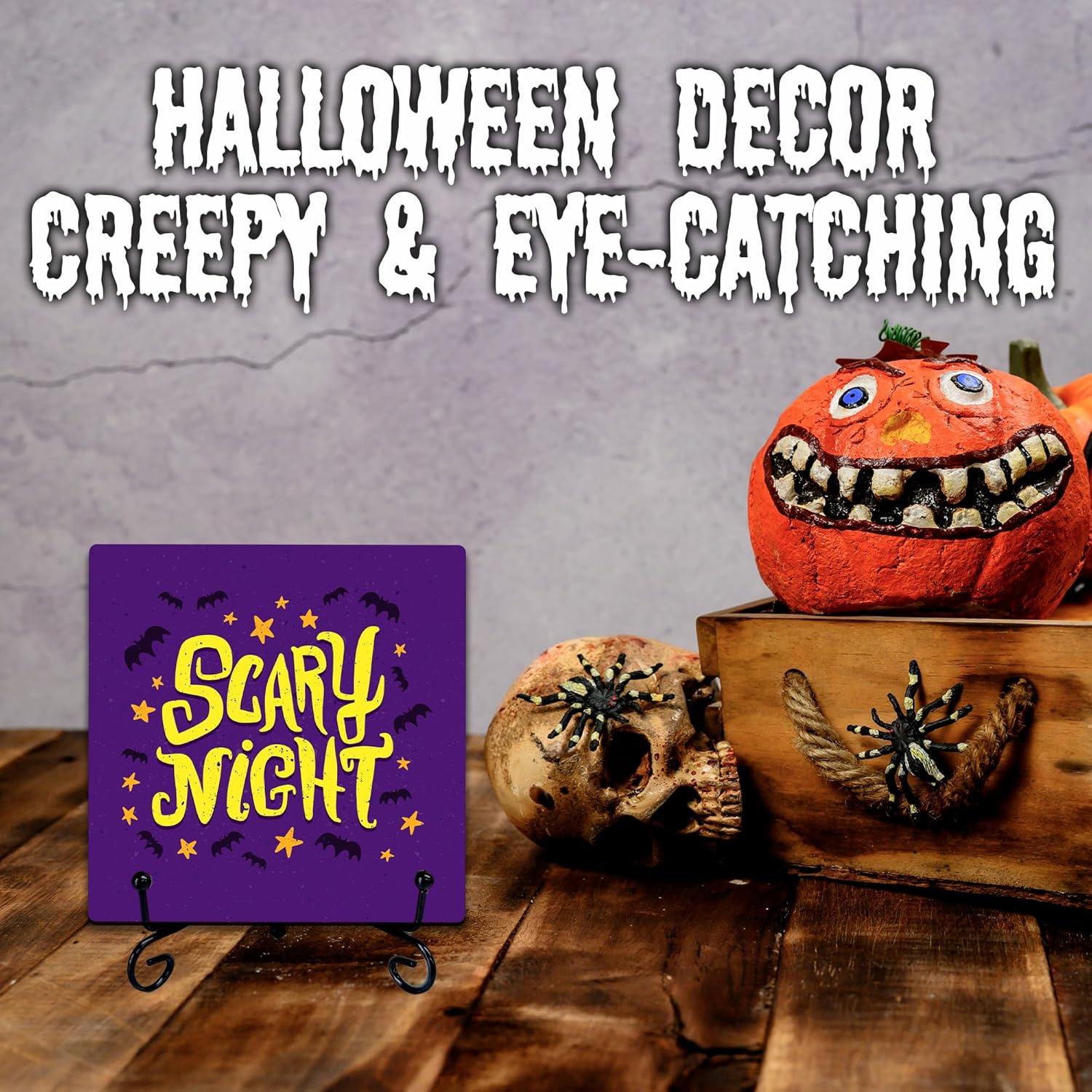 Cartel de Madera Halloween GHTRP 12.7x12.7cm con Soporte