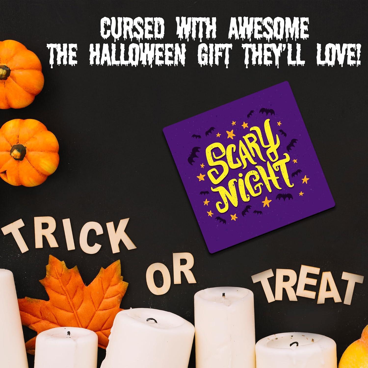 Cartel de Madera Halloween GHTRP 12.7x12.7cm con Soporte