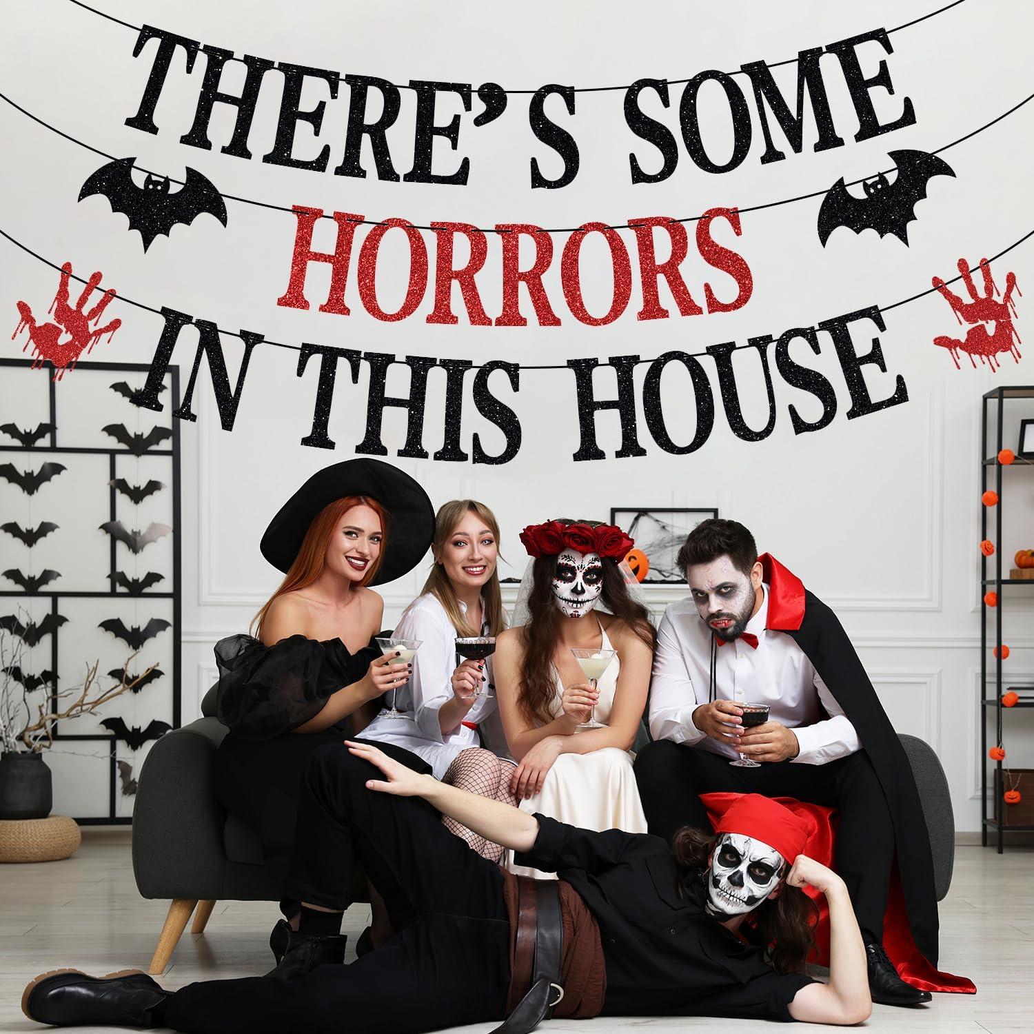 Banner de Fiesta Halloween Hay Algunos Horrores en Esta Casa