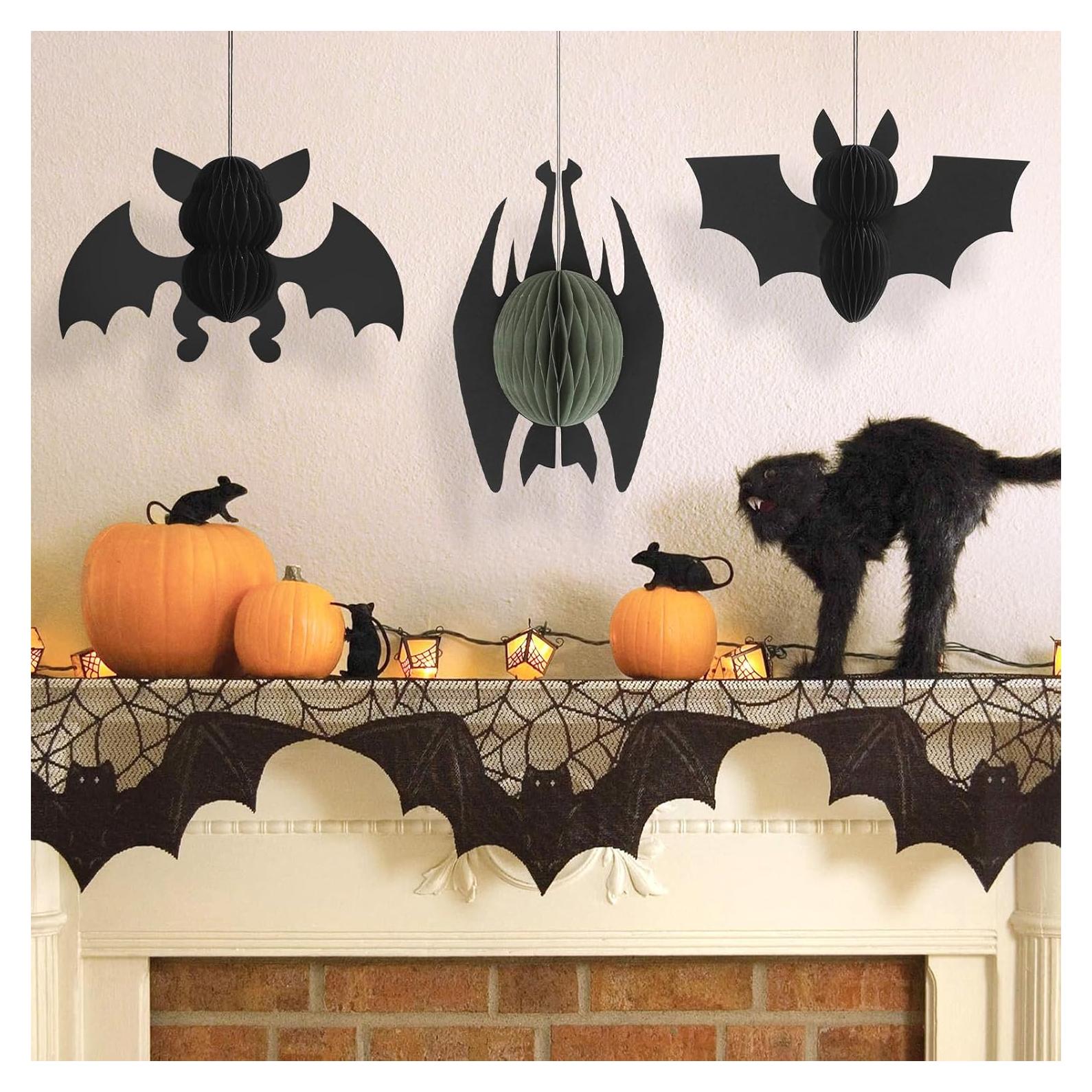 3 Decoraciones Colgantes de Murciélago de Halloween 24.9cm