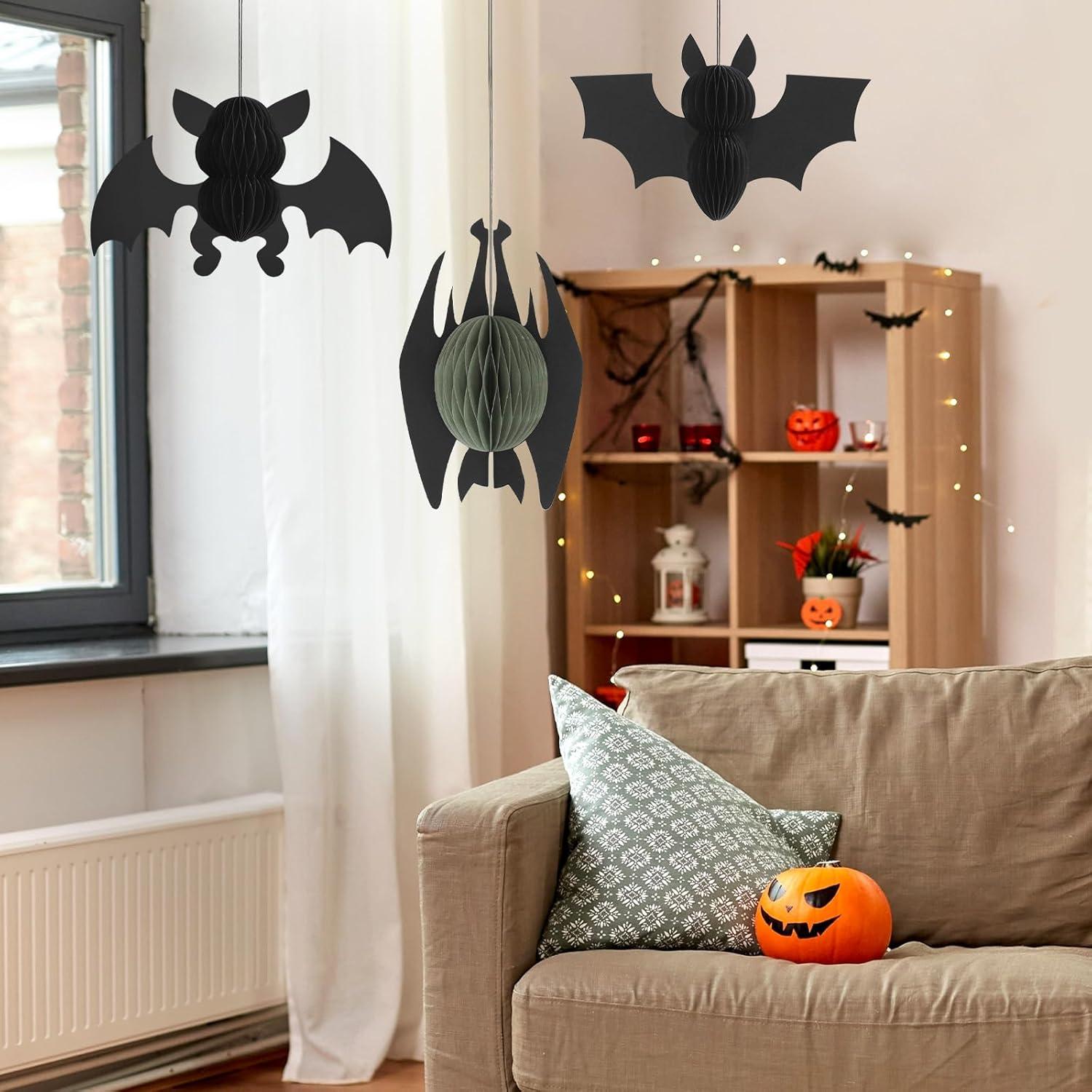3 Decoraciones Colgantes de Murciélago de Halloween 24.9cm