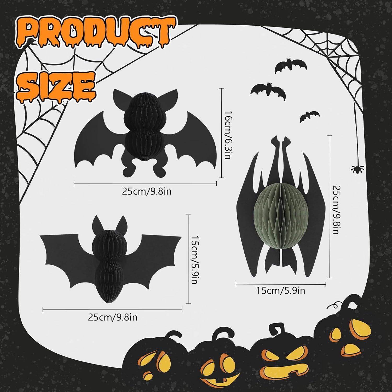 3 Decoraciones Colgantes de Murciélago de Halloween 24.9cm