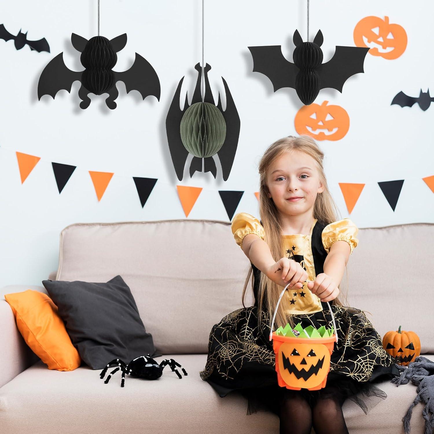 3 Decoraciones Colgantes de Murciélago de Halloween 24.9cm