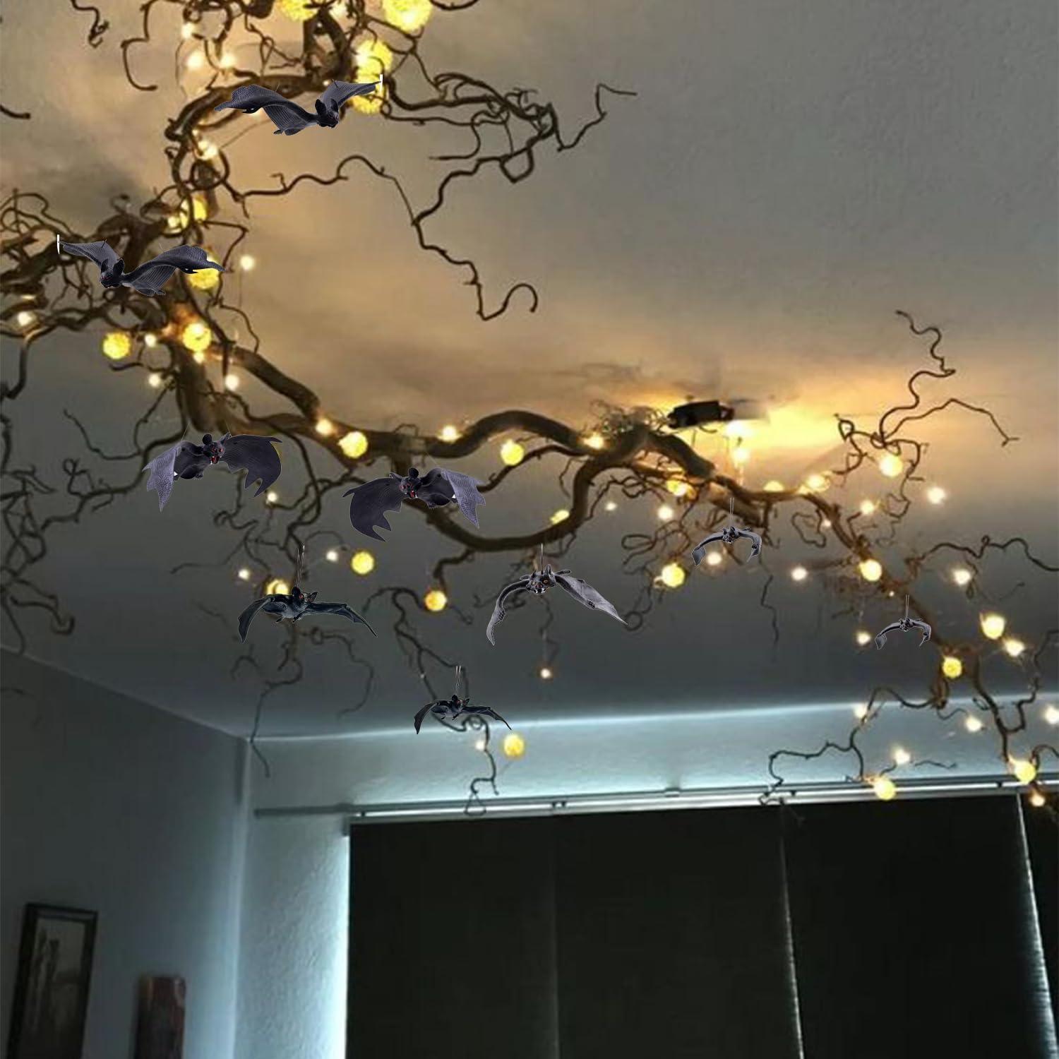 10 Piezas Murciélagos Colgantes Halloween QEYRIYI Decoración