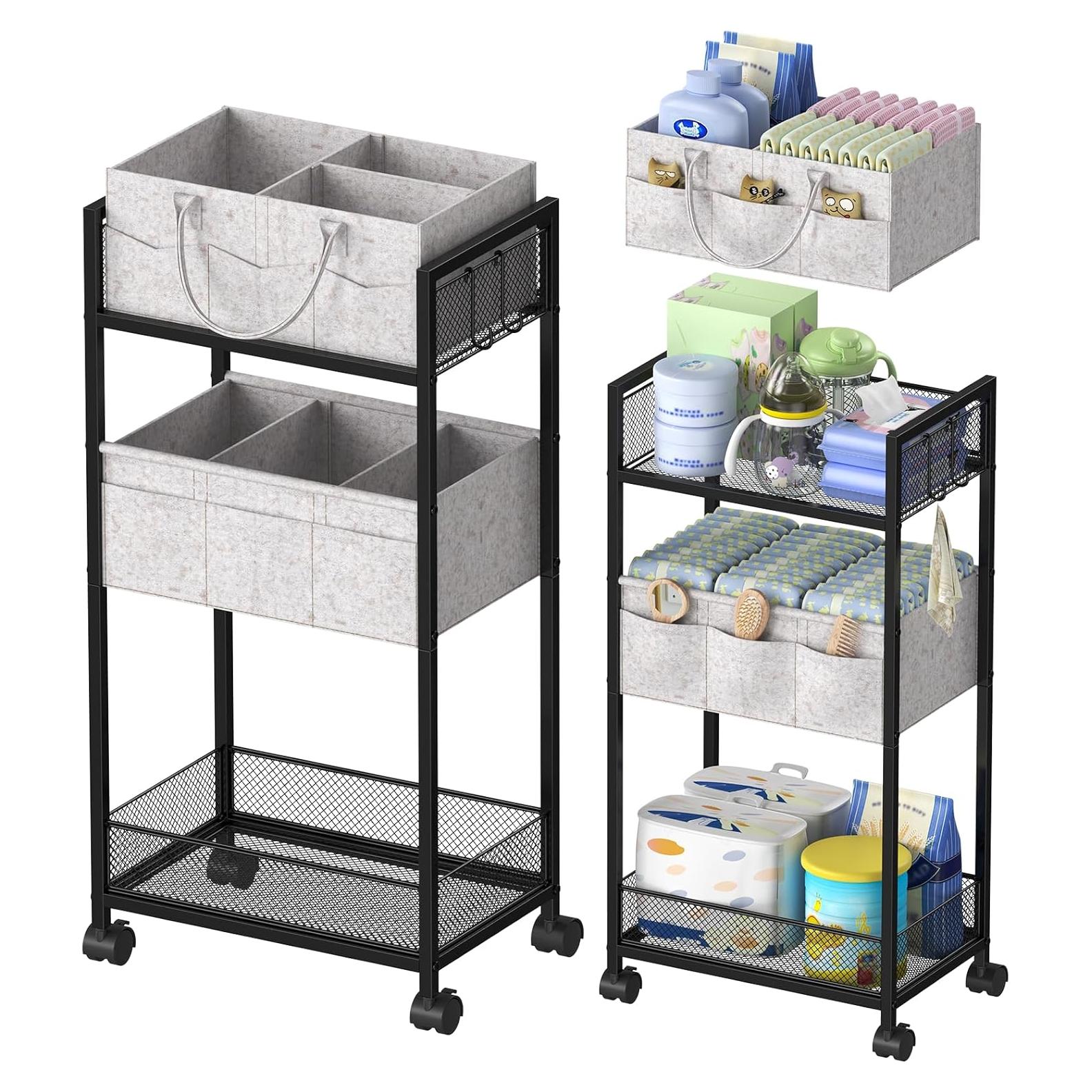 Carro Organizador de Pañales VEESUN 2 en 1 con Ruedas