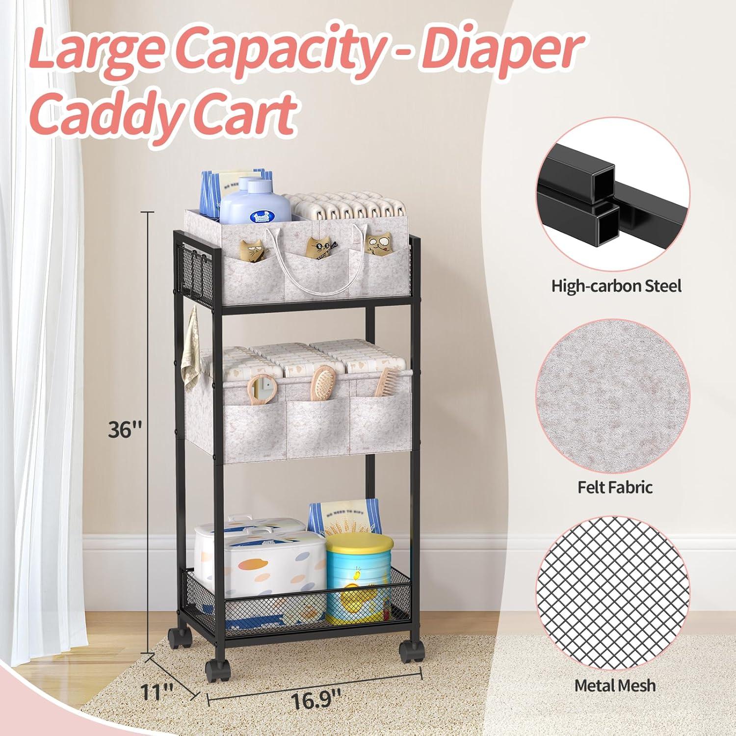 Carro Organizador de Pañales VEESUN 2 en 1 con Ruedas