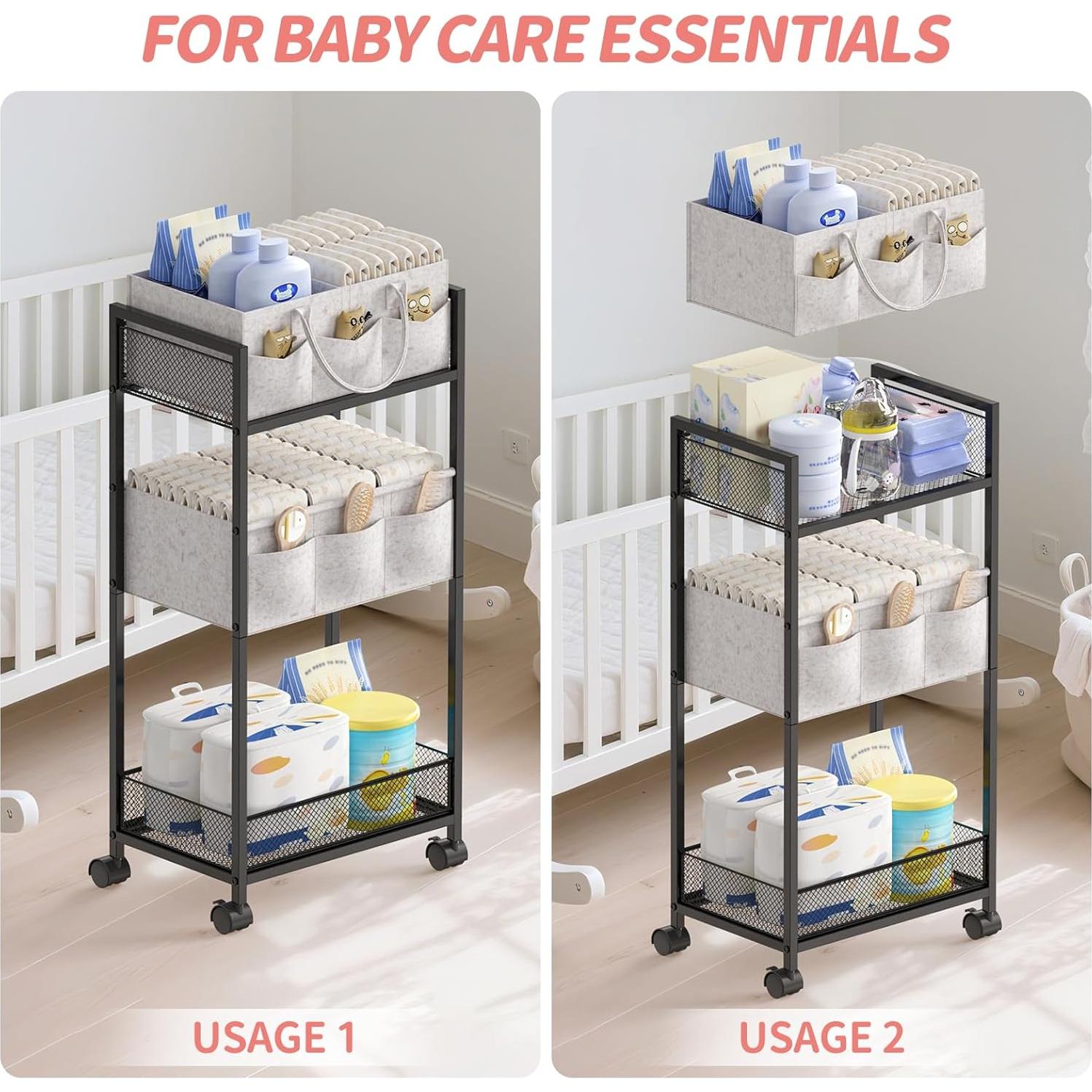Carro Organizador de Pañales VEESUN 2 en 1 con Ruedas