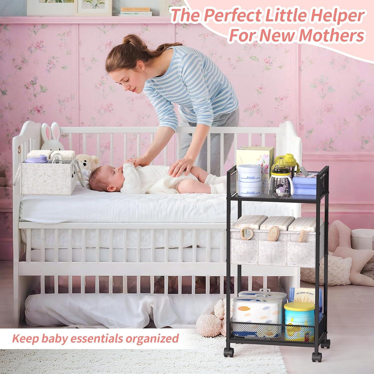 Carro Organizador de Pañales VEESUN 2 en 1 con Ruedas