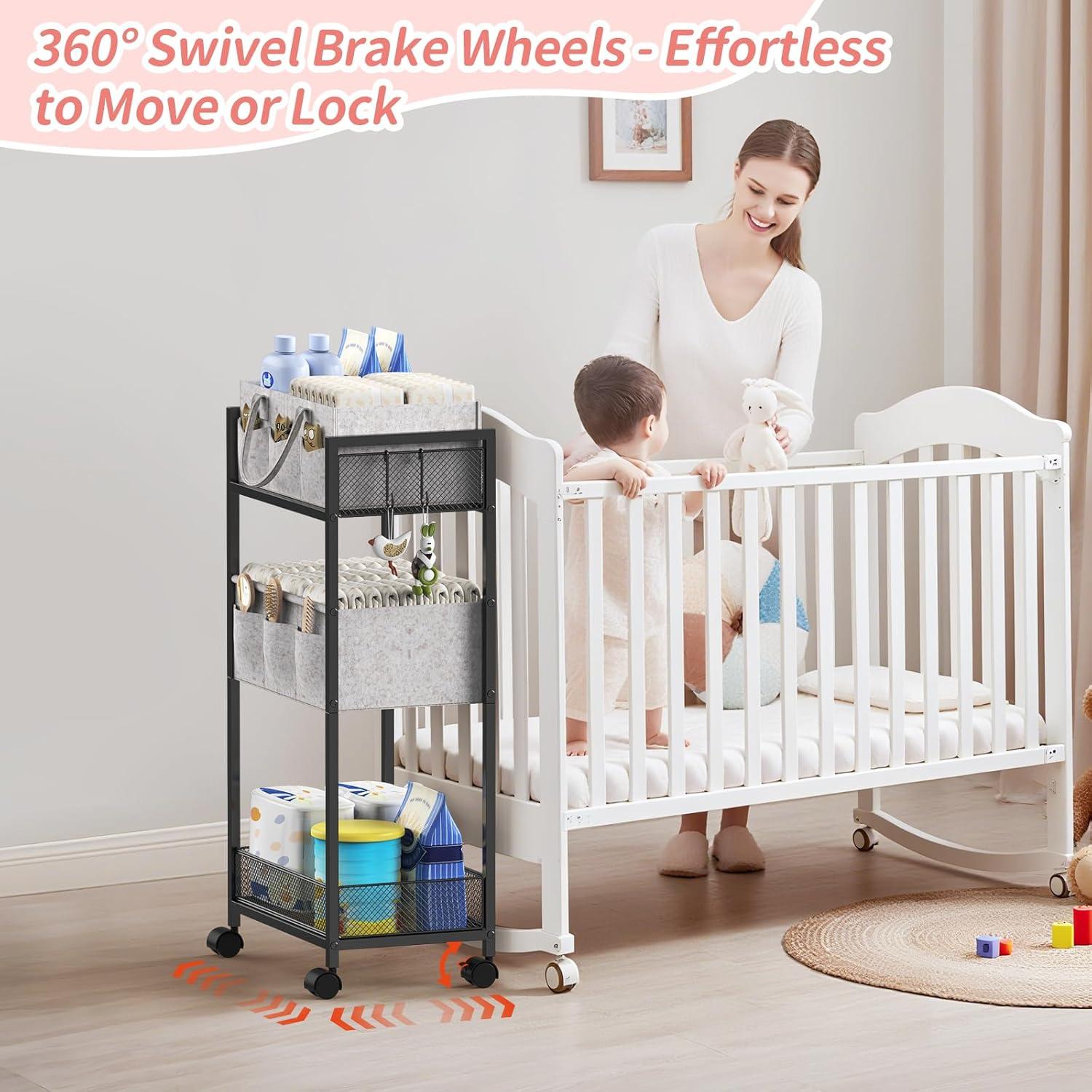 Carro Organizador de Pañales VEESUN 2 en 1 con Ruedas