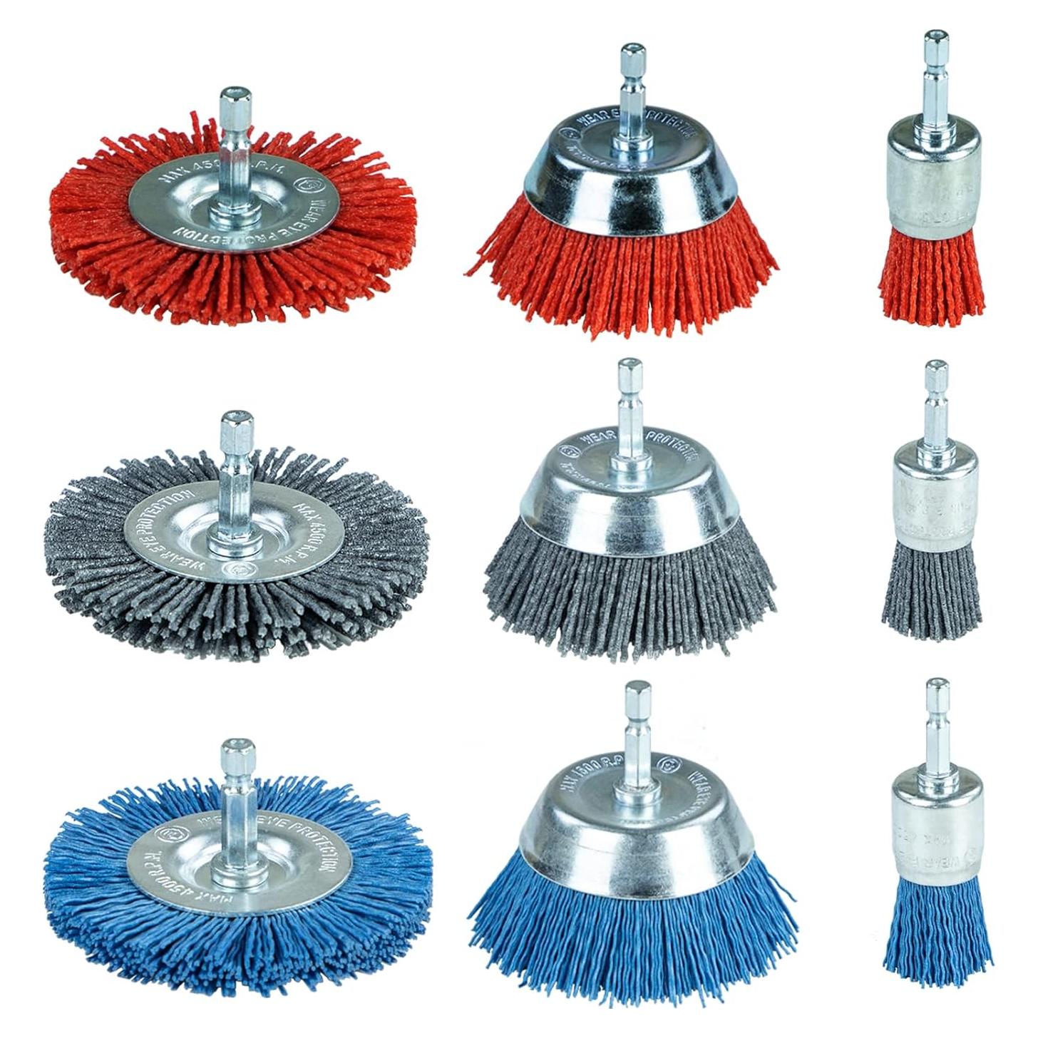 Juego de Cepillos Abrasivos de Nylon SALI 9 Piezas 3 Tamaños