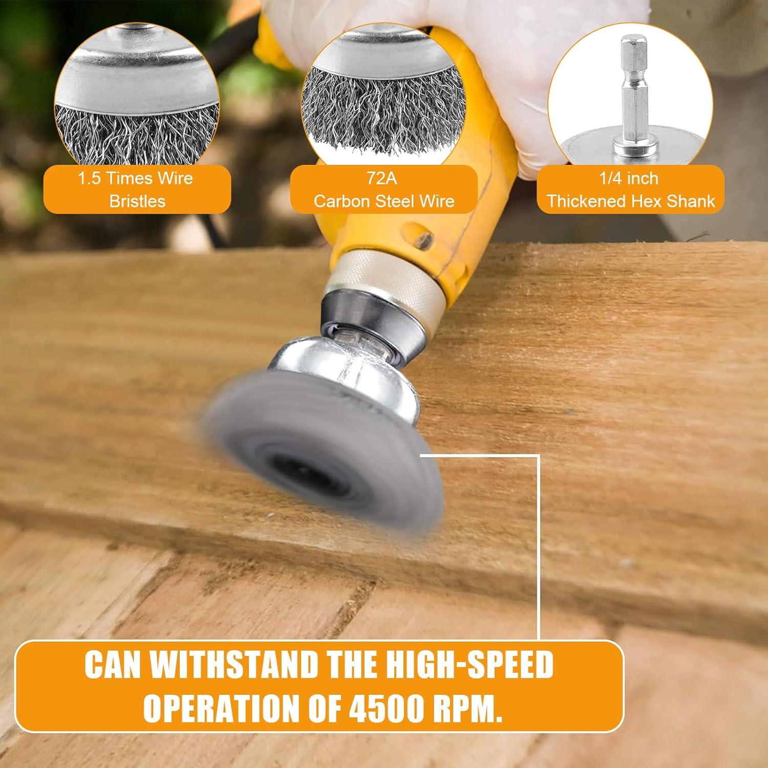 9 Piezas Cepillos de Alambre IPELY para Taladro 17.78 cm