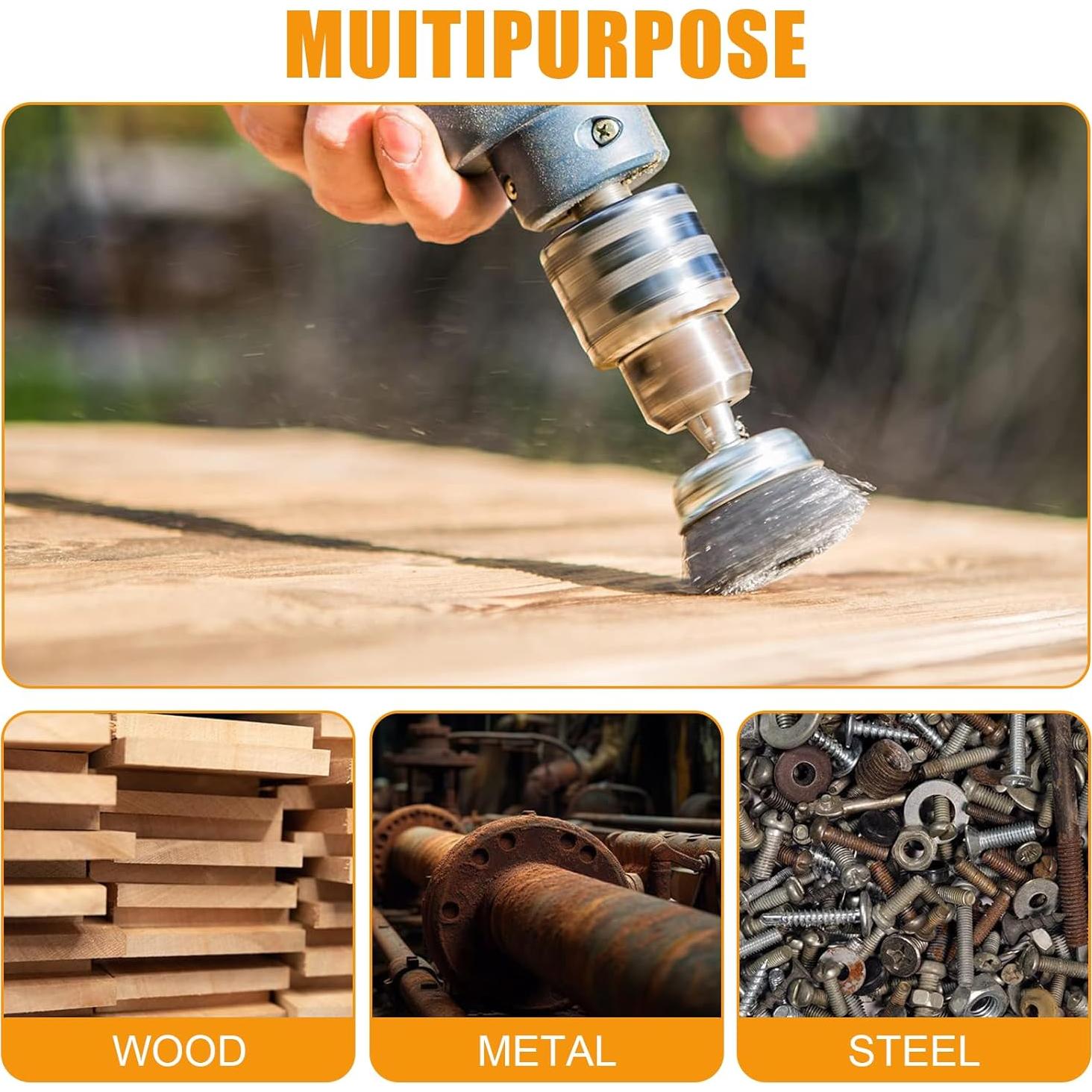 9 Piezas Cepillos de Alambre IPELY para Taladro 17.78 cm